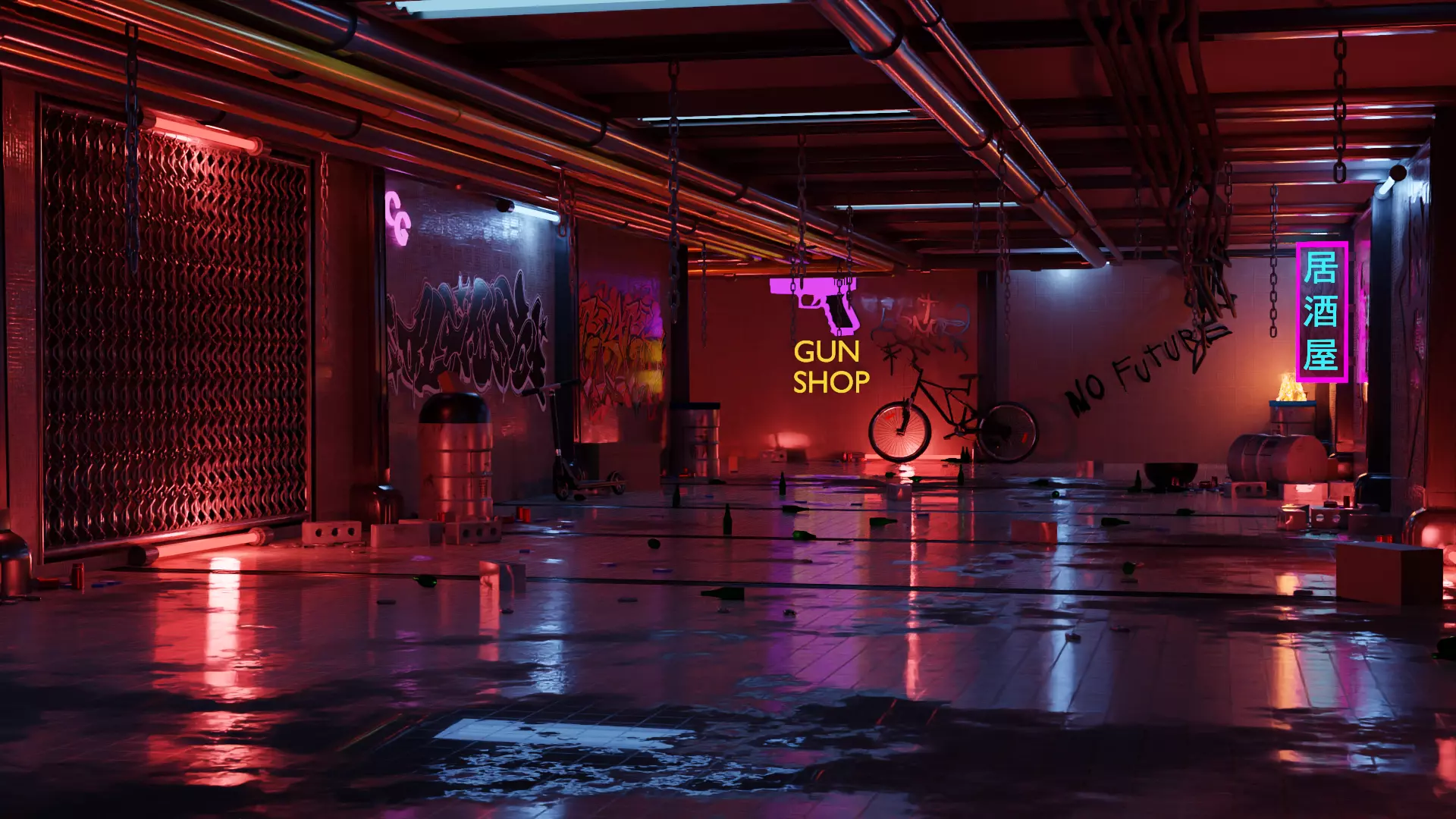 Cyberpunk corridor 3D model_0