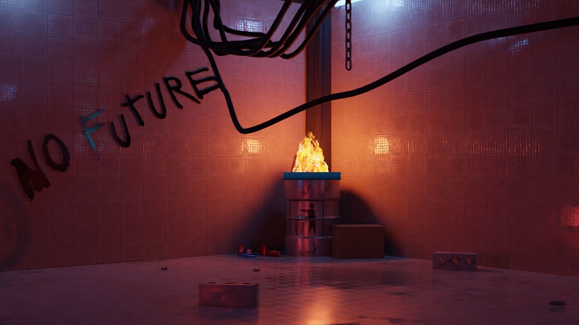 Cyberpunk corridor 3D model_5