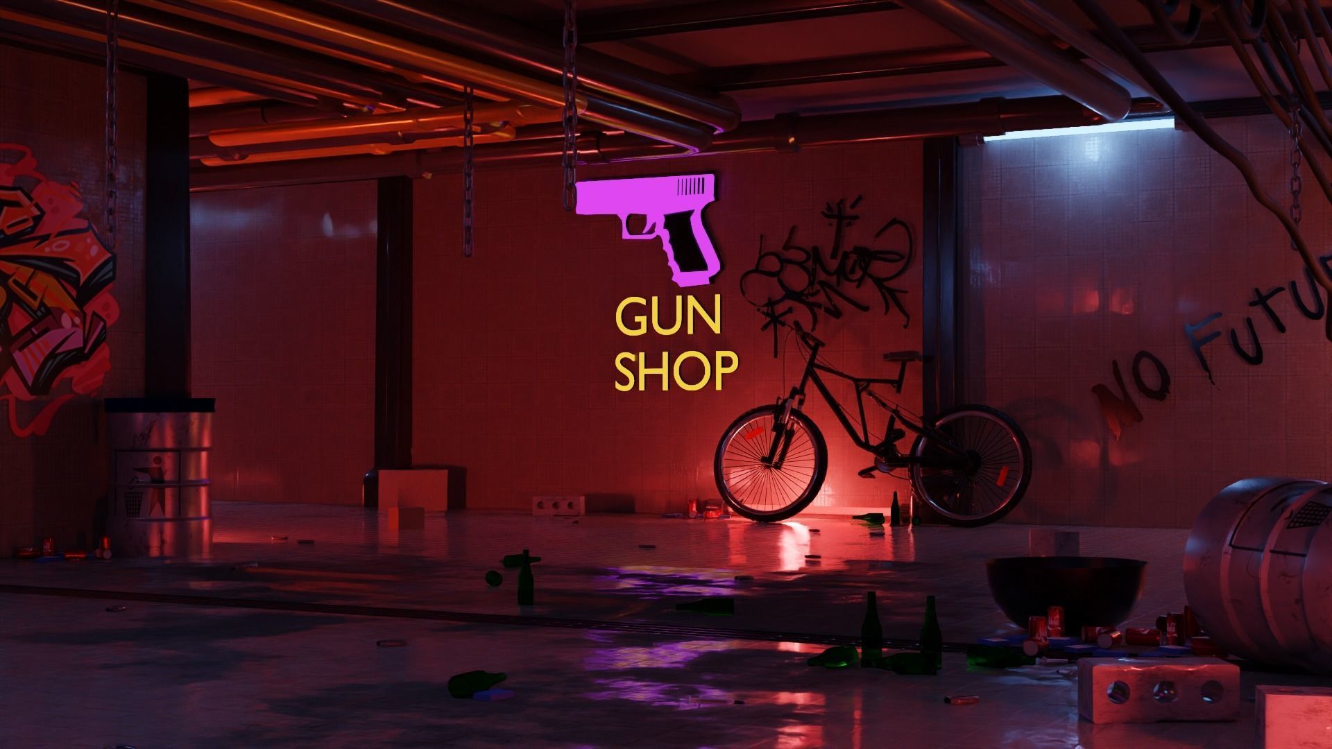 Cyberpunk corridor 3D model_7