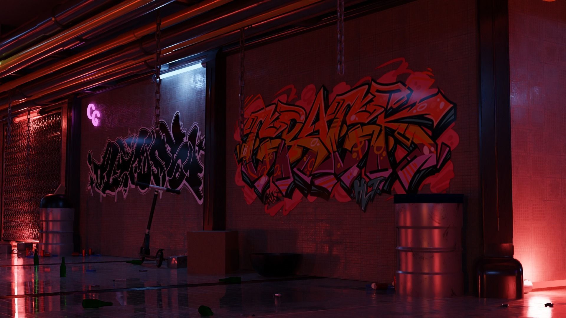 Cyberpunk corridor 3D model_1