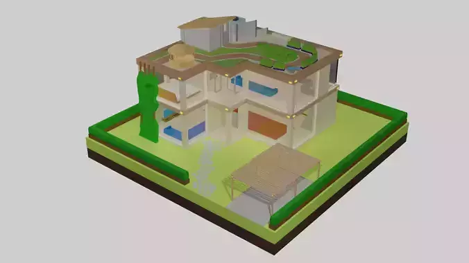 Low-poly game-ready house