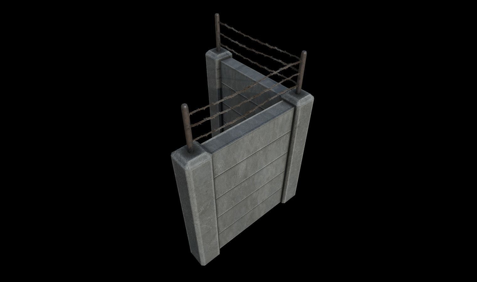Modular Fence Pack 1 Low-poly 3D model_27