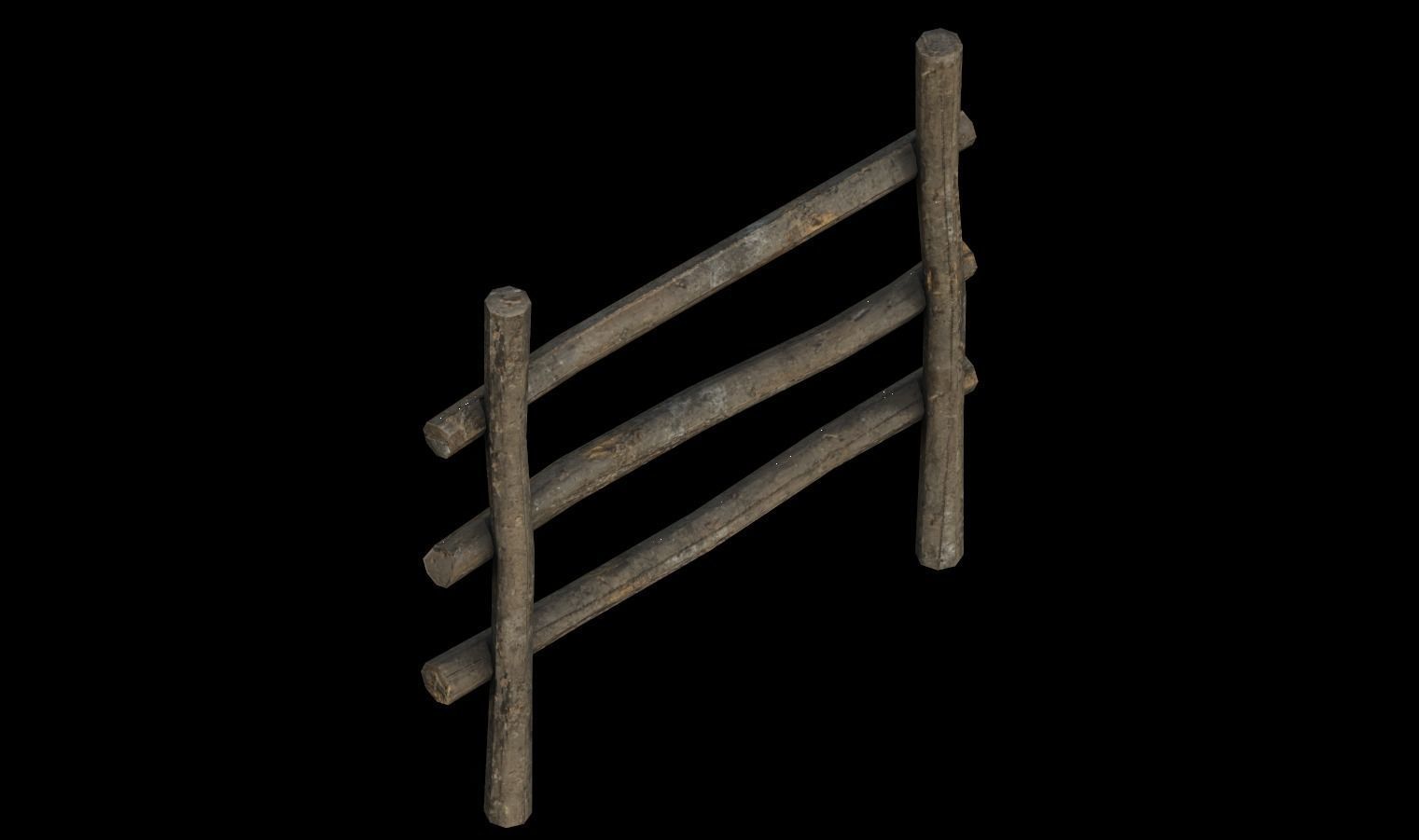 Modular Fence Pack 1 Low-poly 3D model_7