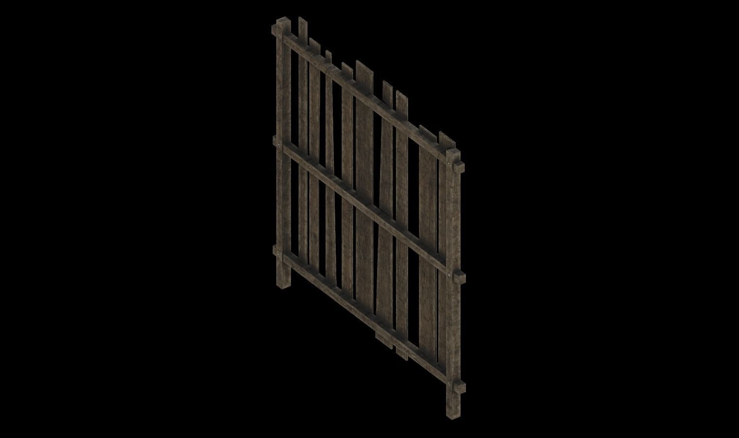 Modular Fence Pack 1 Low-poly 3D model_19