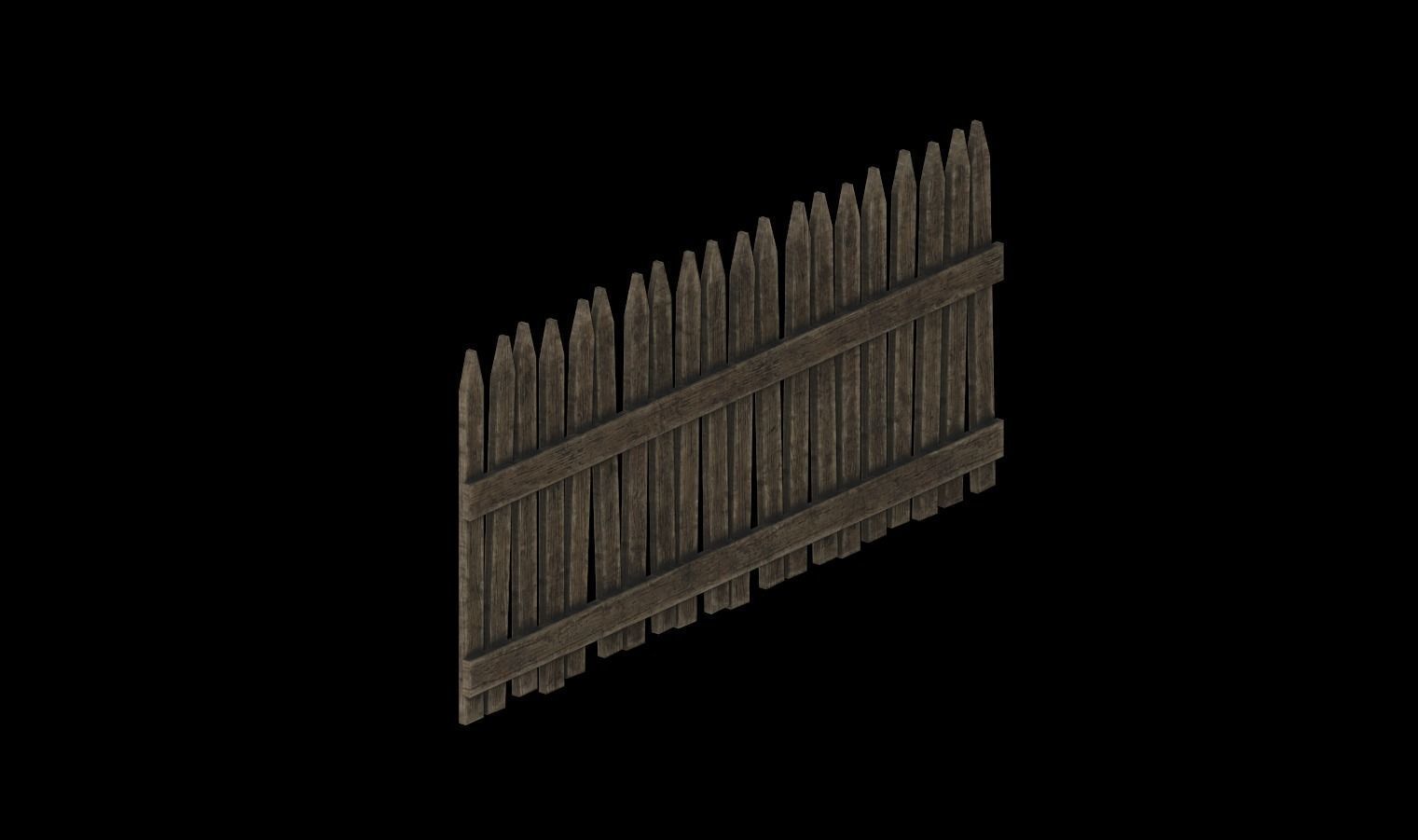 Modular Fence Pack 1 Low-poly 3D model_15