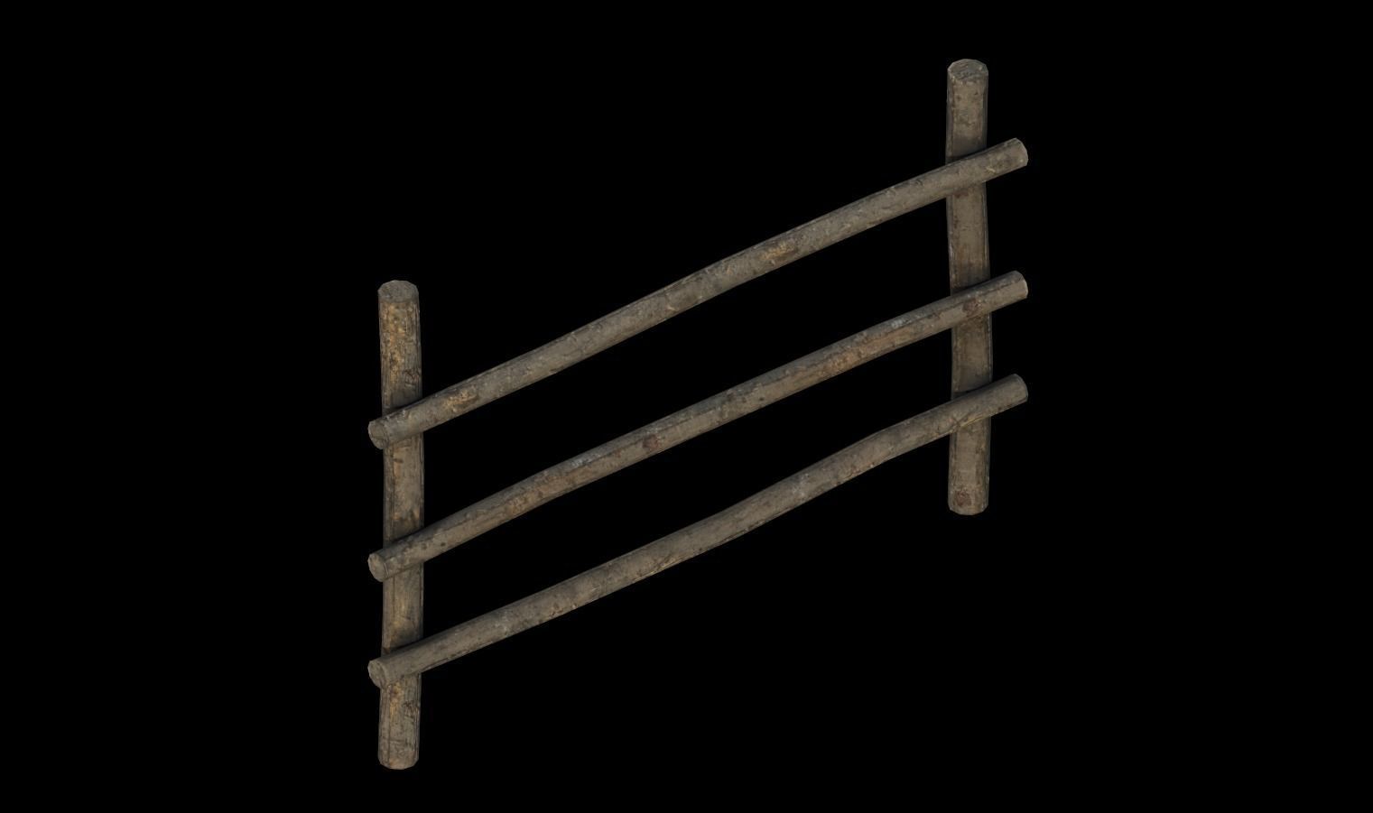 Modular Fence Pack 1 Low-poly 3D model_3