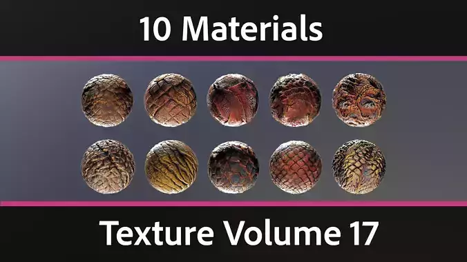 10 Materials Skin Dragon Seamless PBR Volume 17