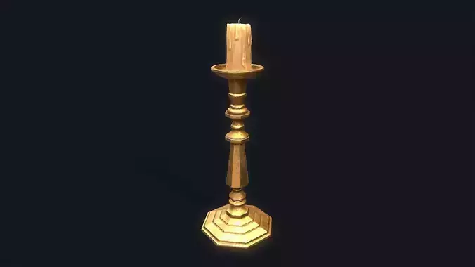 Brass Candlestick 2 Low-poly 3D model