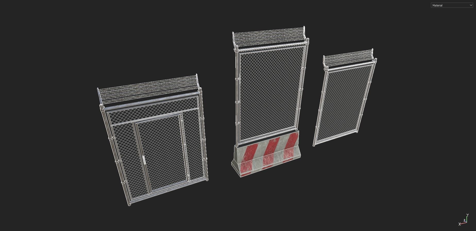 Modular Fence Pack 2 Low-poly 3D model_11