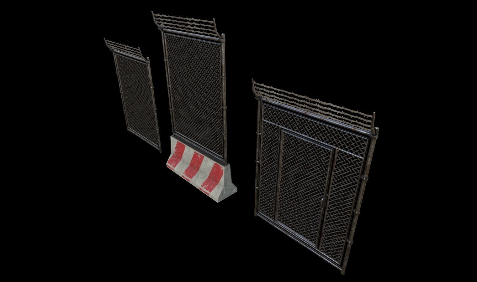 Modular Fence Pack 2 Low-poly 3D model_10