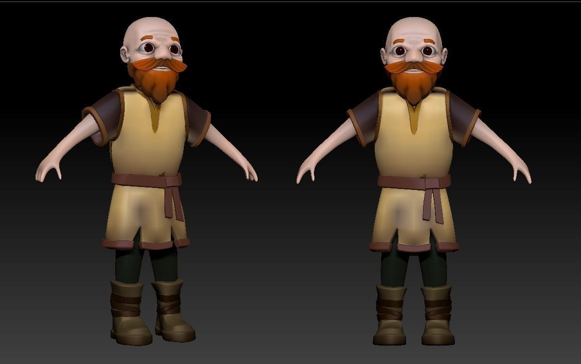 Hashim - Worker or Peasant Mobile Game Ready Model Free low-poly 3D model_1
