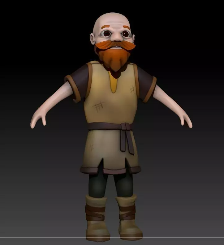 Hashim - Worker or Peasant Mobile Game Ready Model Free low-poly 3D model_0