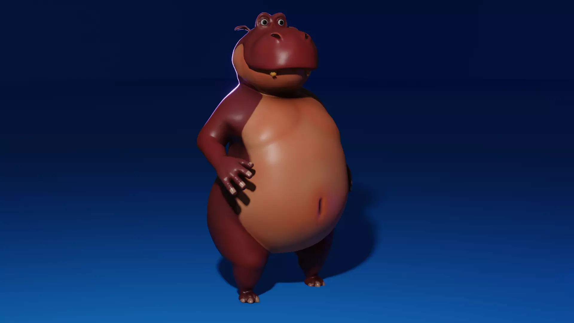 Stylized hippopotamus model Low-poly 3D Low-poly 3D model_0