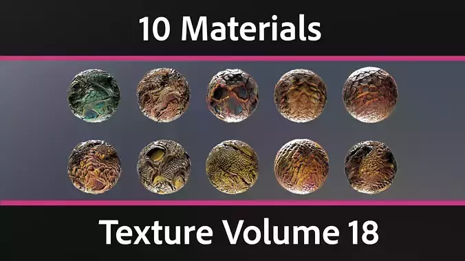 10 Materials Skin Dragon Seamless PBR Volume 18