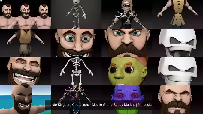 Idle Kingdom Characters - Mobile Game Ready Models 3D Model Collection