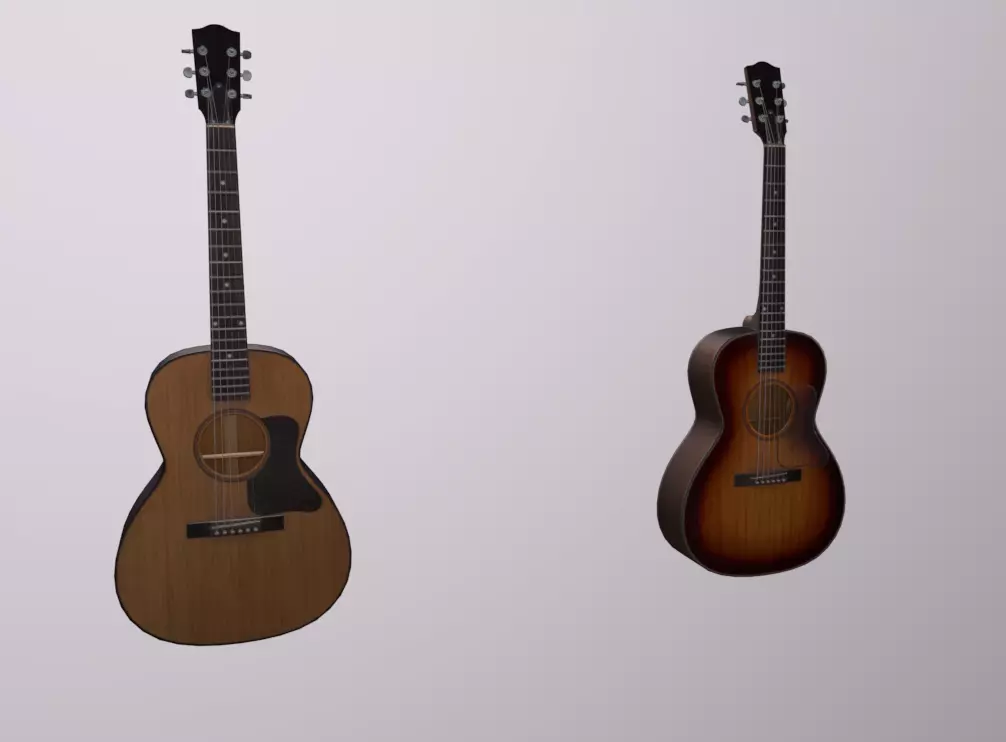 Guitare Acoustic Low-poly 3D model_0