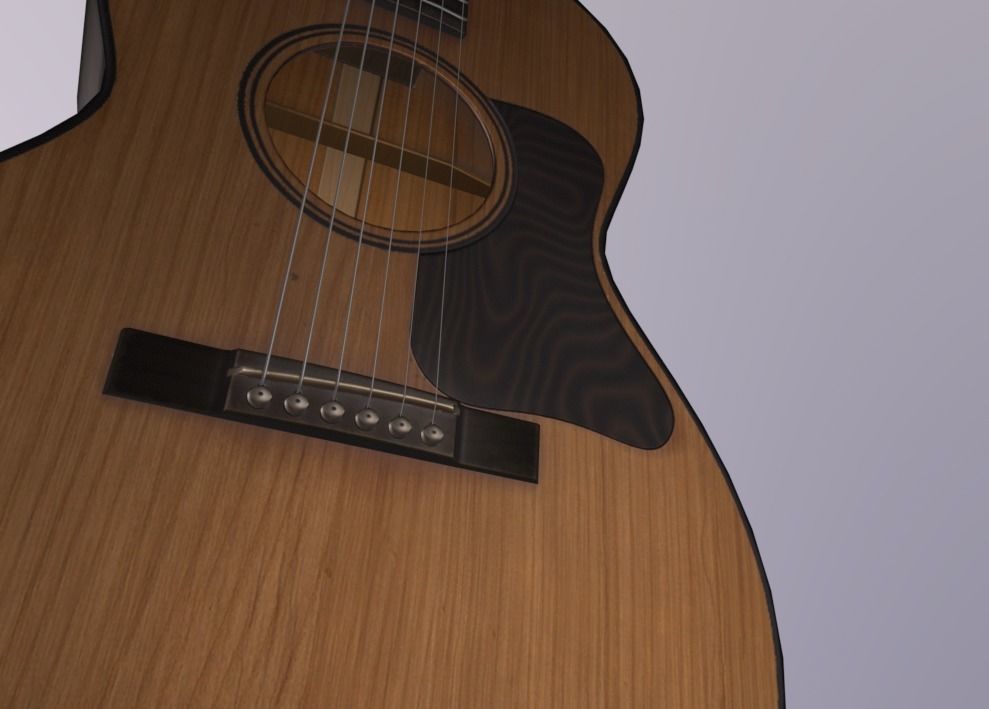 Guitare Acoustic Low-poly 3D model_2
