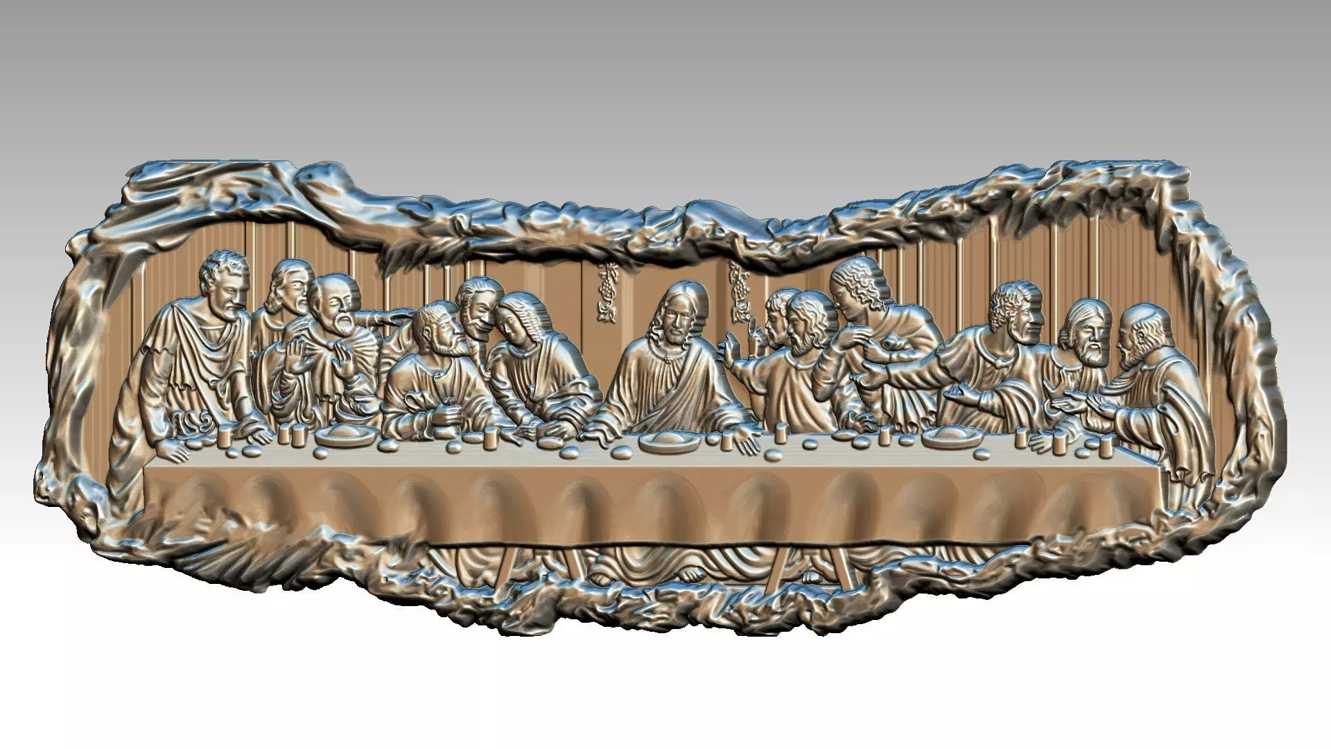 The Last Supper - Jesus Christ and the 12 Apostles Relief 3D print model_0