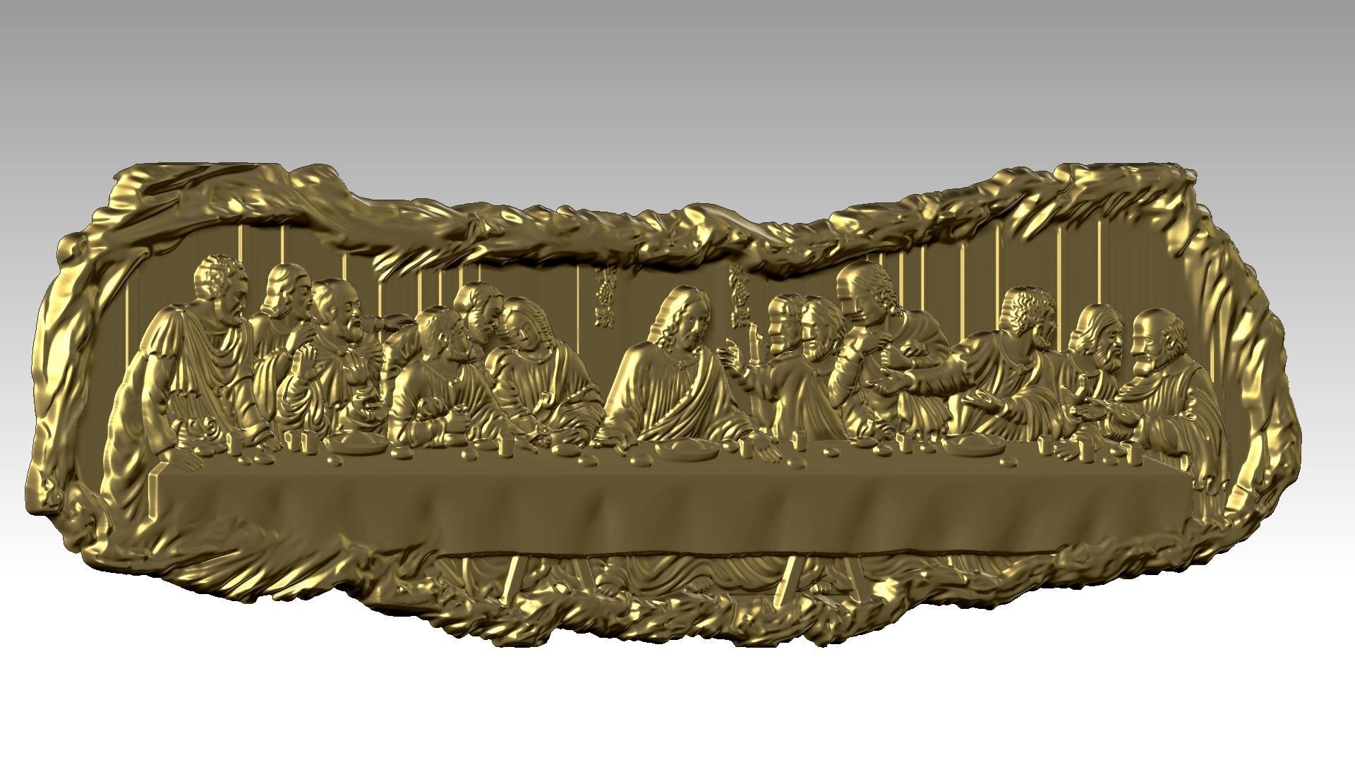 The Last Supper - Jesus Christ and the 12 Apostles Relief 3D print model_9