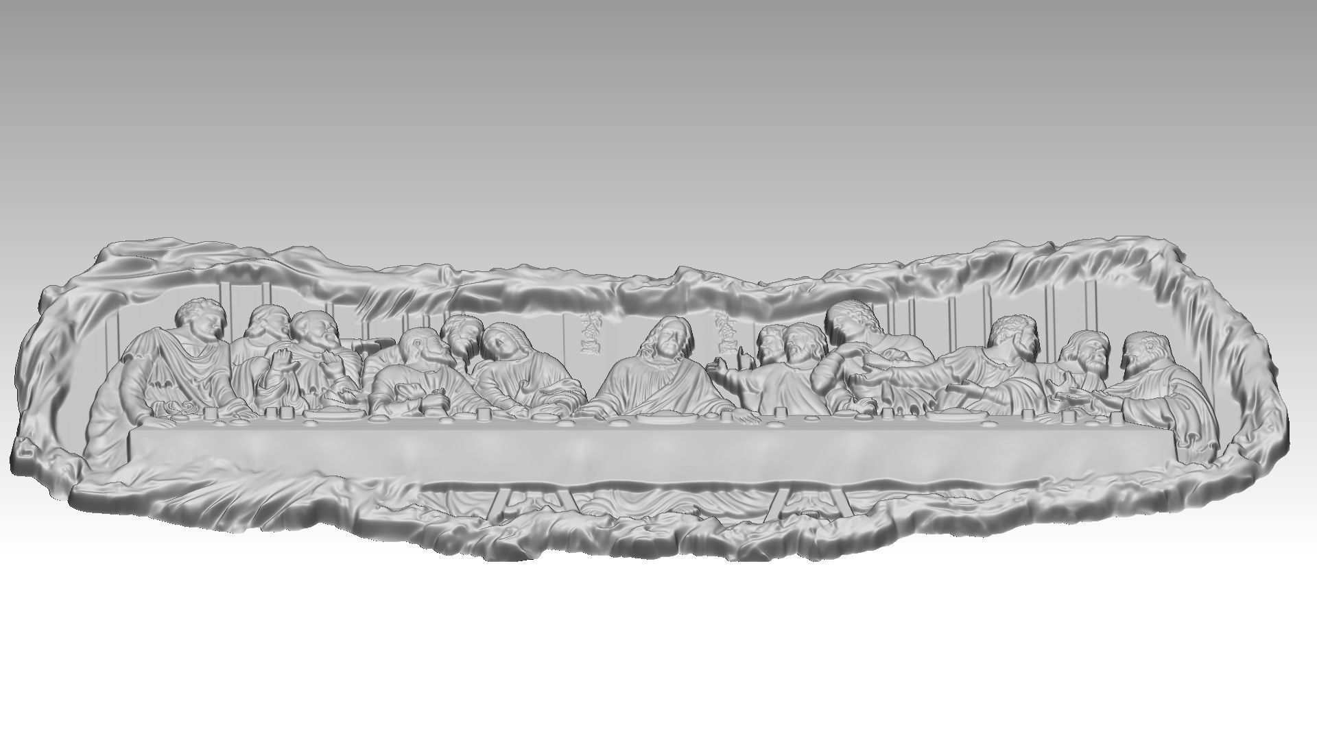 The Last Supper - Jesus Christ and the 12 Apostles Relief 3D print model_3