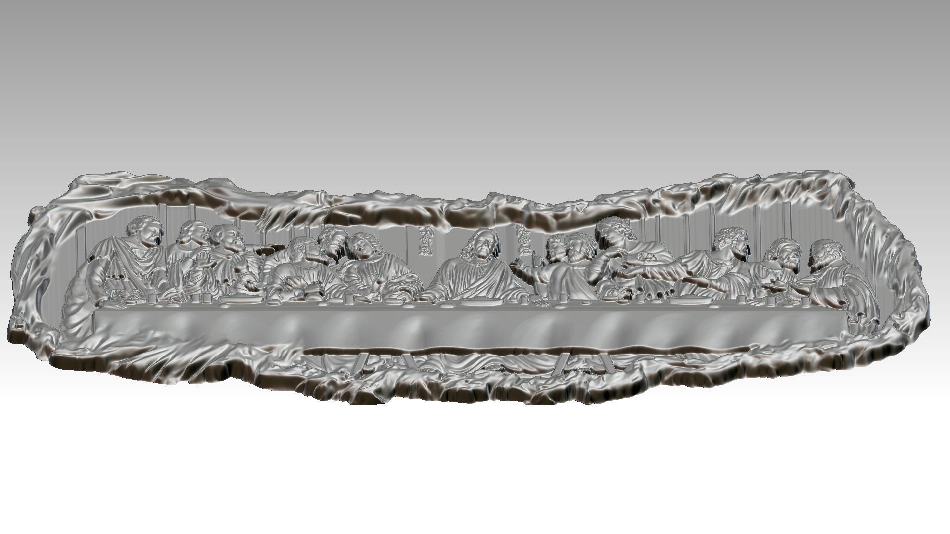 The Last Supper - Jesus Christ and the 12 Apostles Relief 3D print model_4