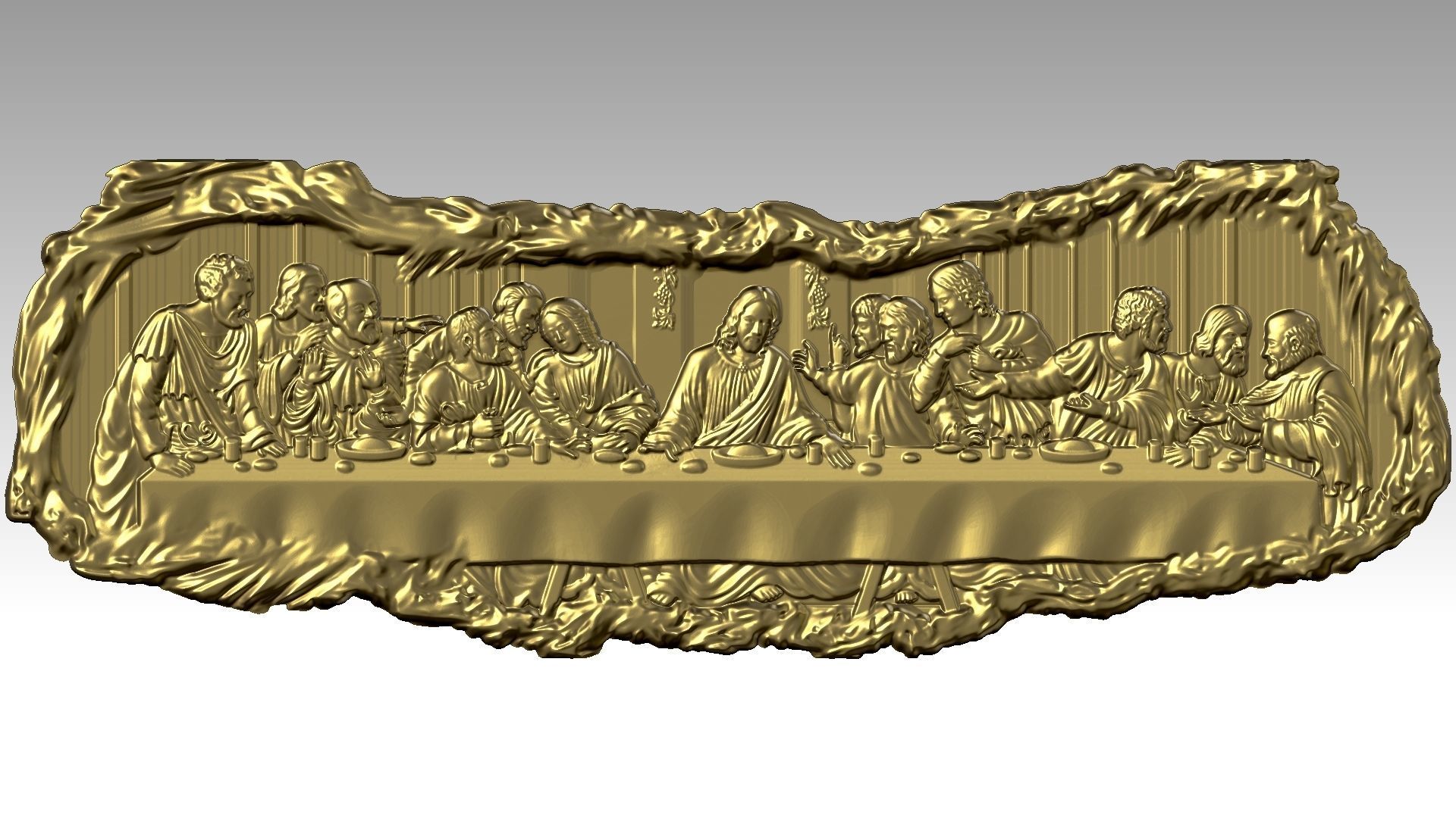 The Last Supper - Jesus Christ and the 12 Apostles Relief 3D print model_5