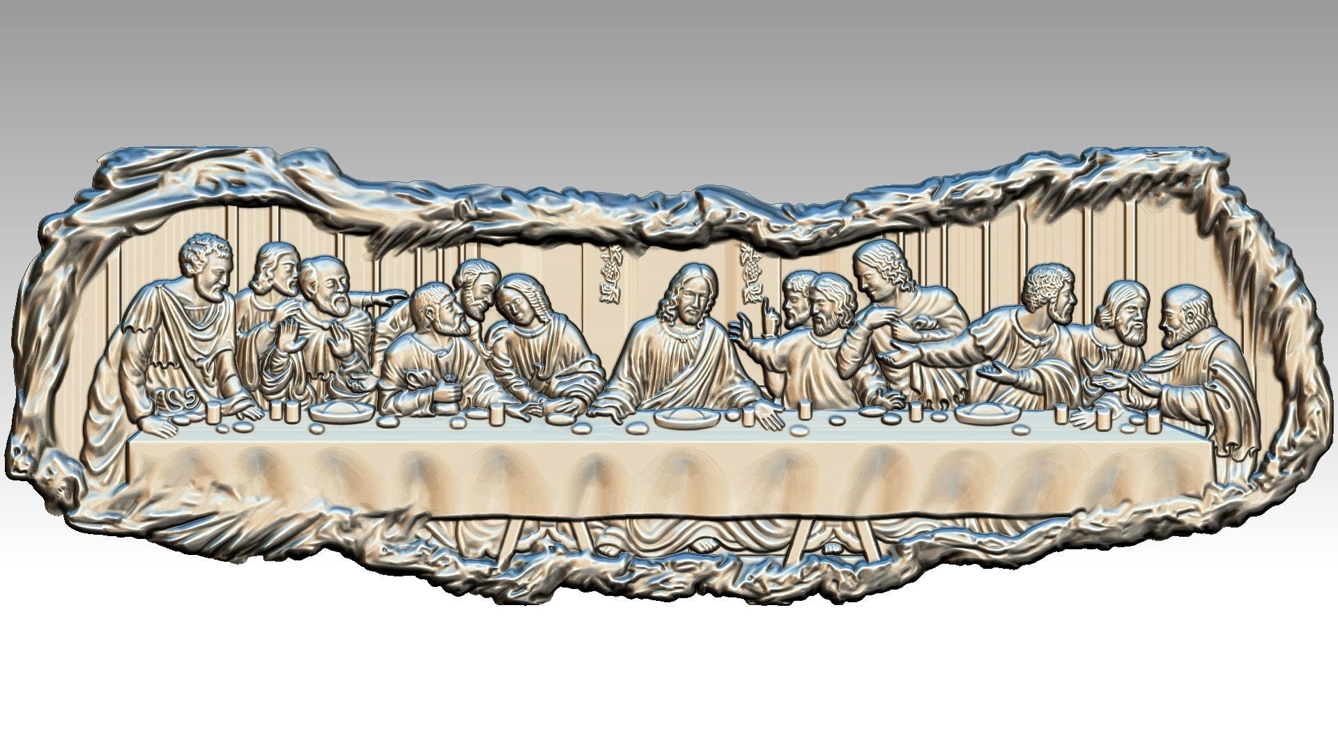 The Last Supper - Jesus Christ and the 12 Apostles Relief 3D print model_6