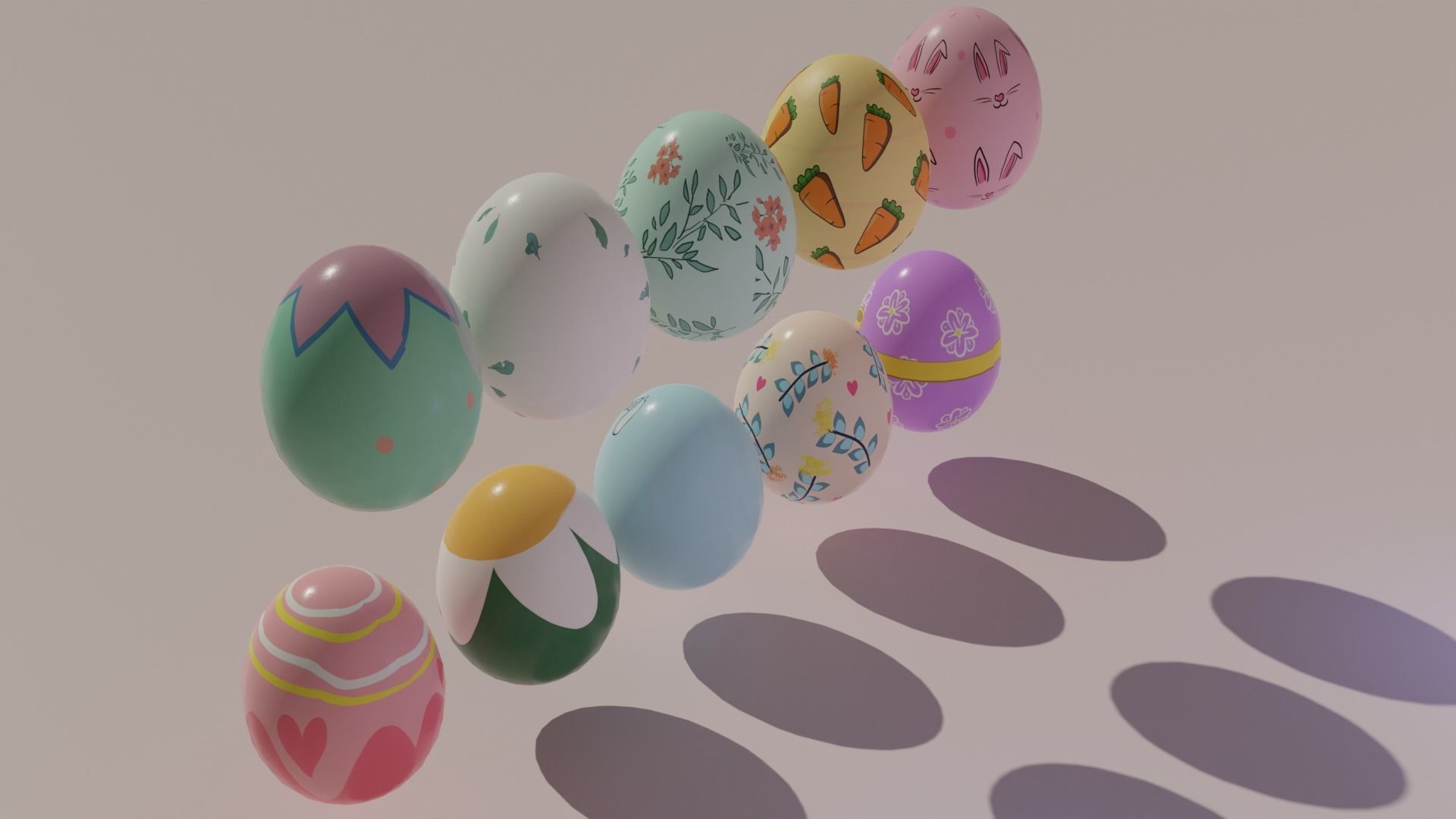Stylized Easter Eggs Low-poly 3D model_1
