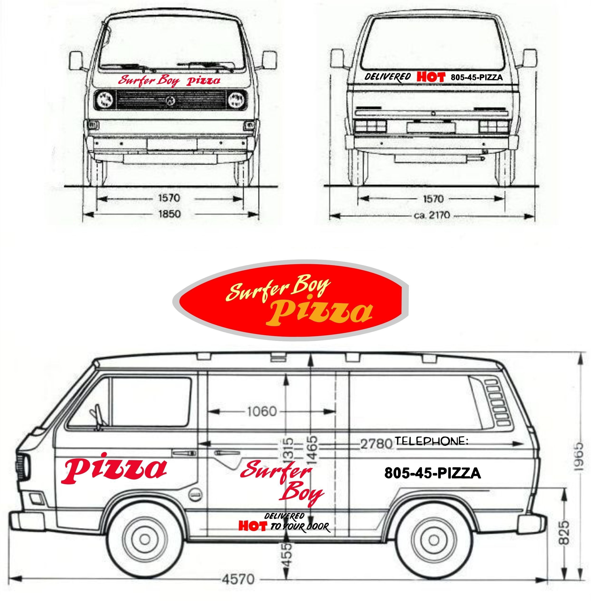 Surfer Boy Pizza board add on for scale autos with decal files 3D model