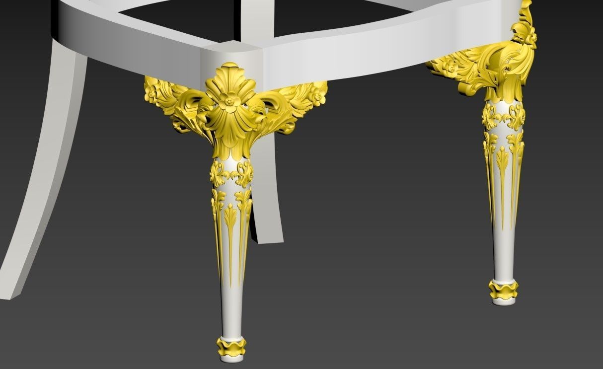 CHAIR-5 gold chair Low-poly 3D model_5