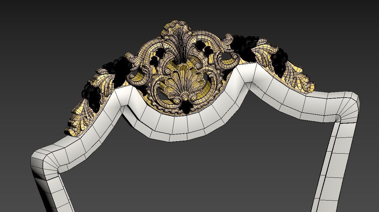 CHAIR-5 gold chair Low-poly 3D model_8