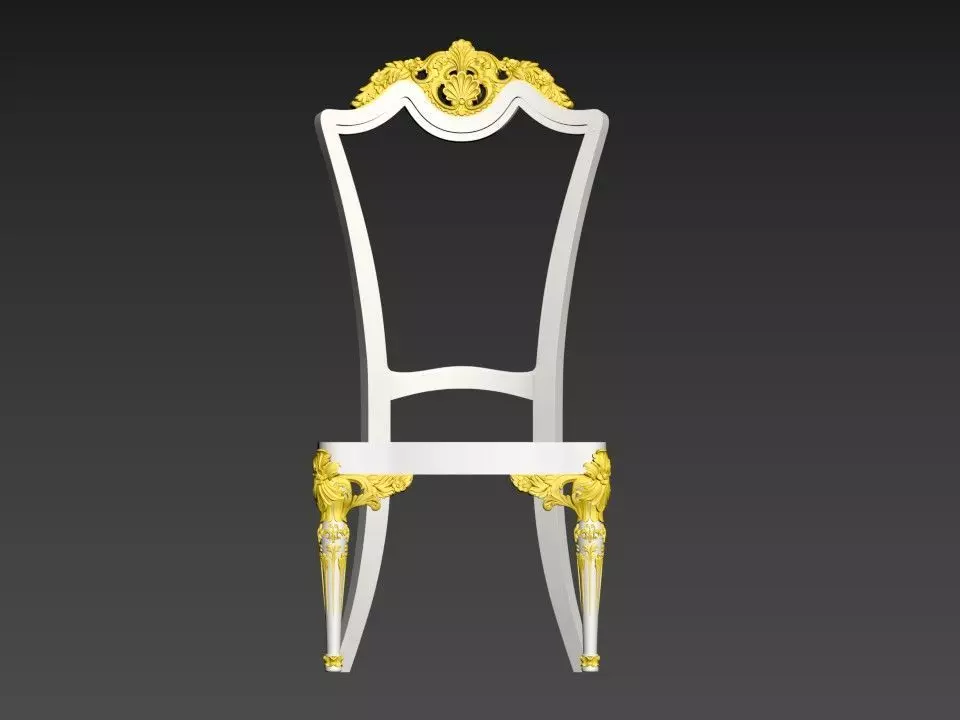CHAIR-5 gold chair Low-poly 3D model_0