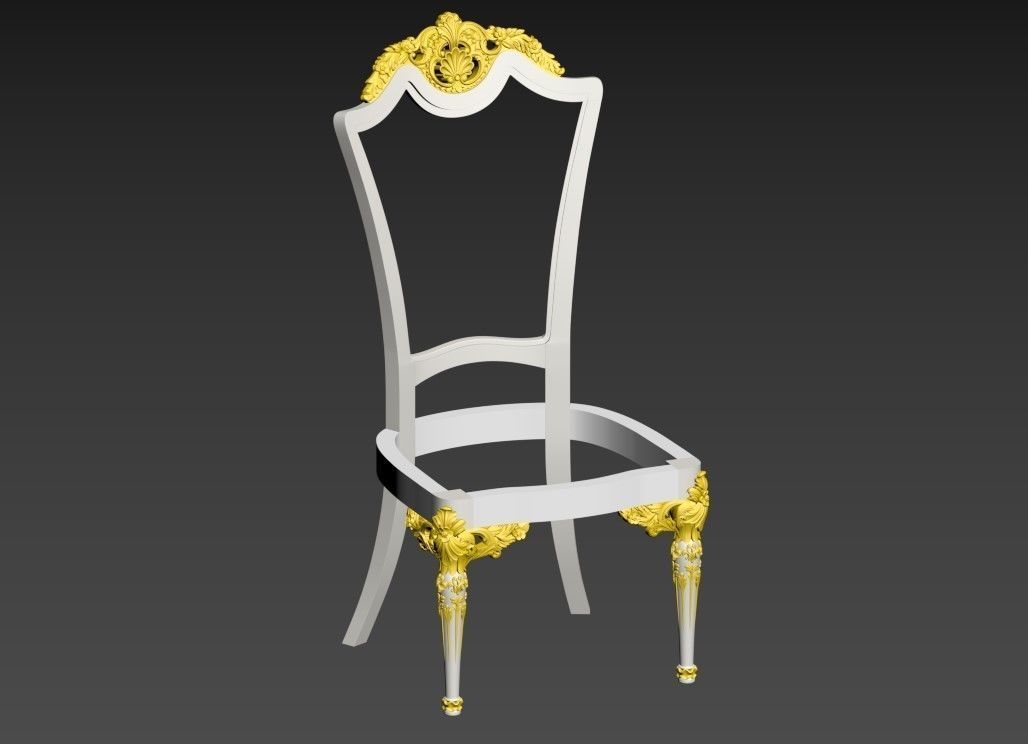 CHAIR-5 gold chair Low-poly 3D model_1
