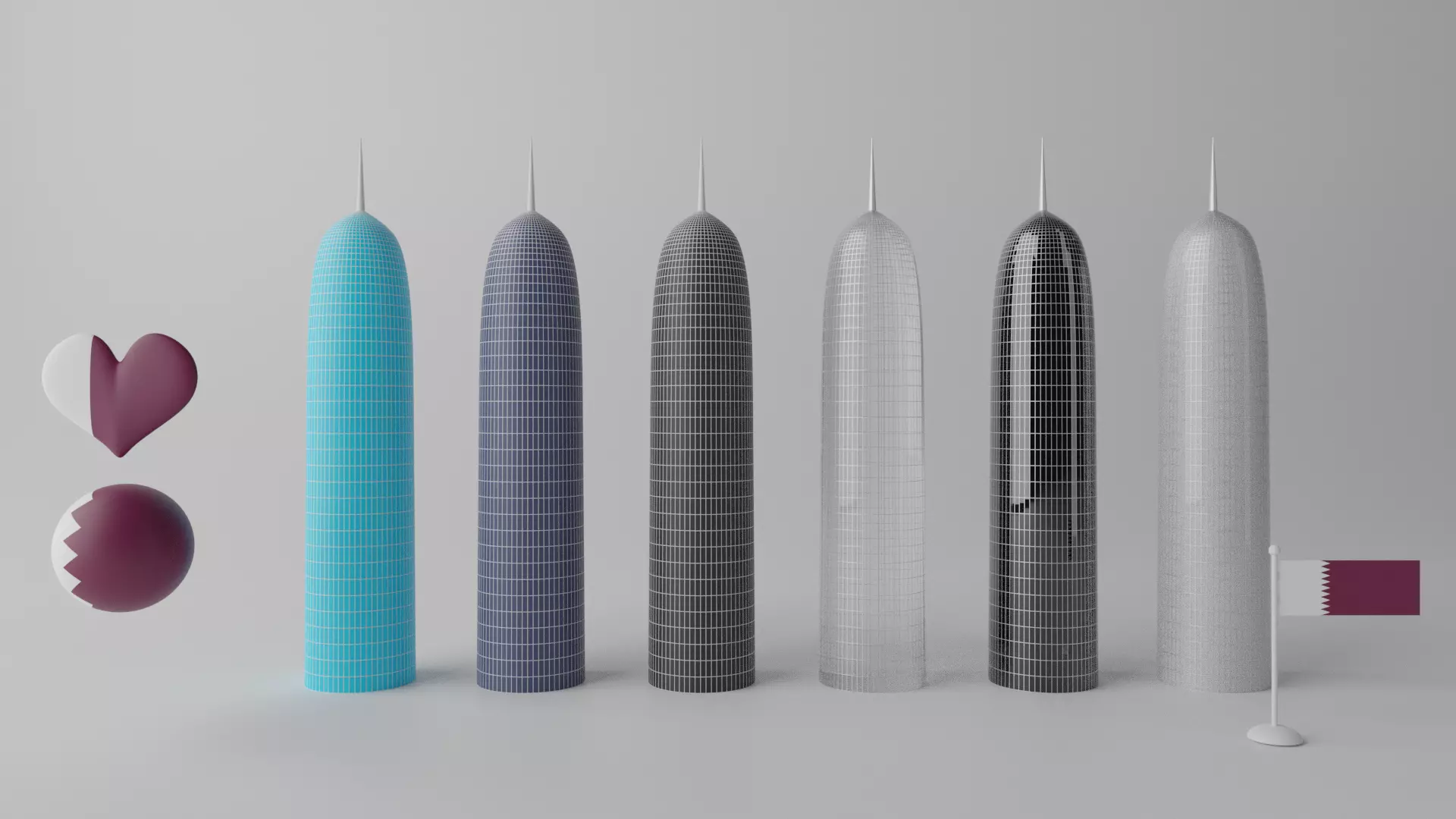 Burj Qatar Doha Tower Landmark 3D model
