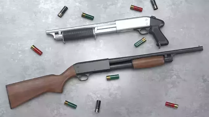 Ithaca Model 37 Shotgun Pack - Game Asset Low-poly 3D model