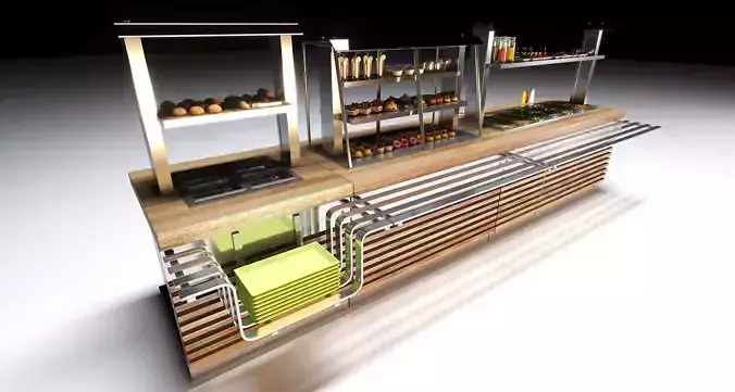 Food distribution line 3D model