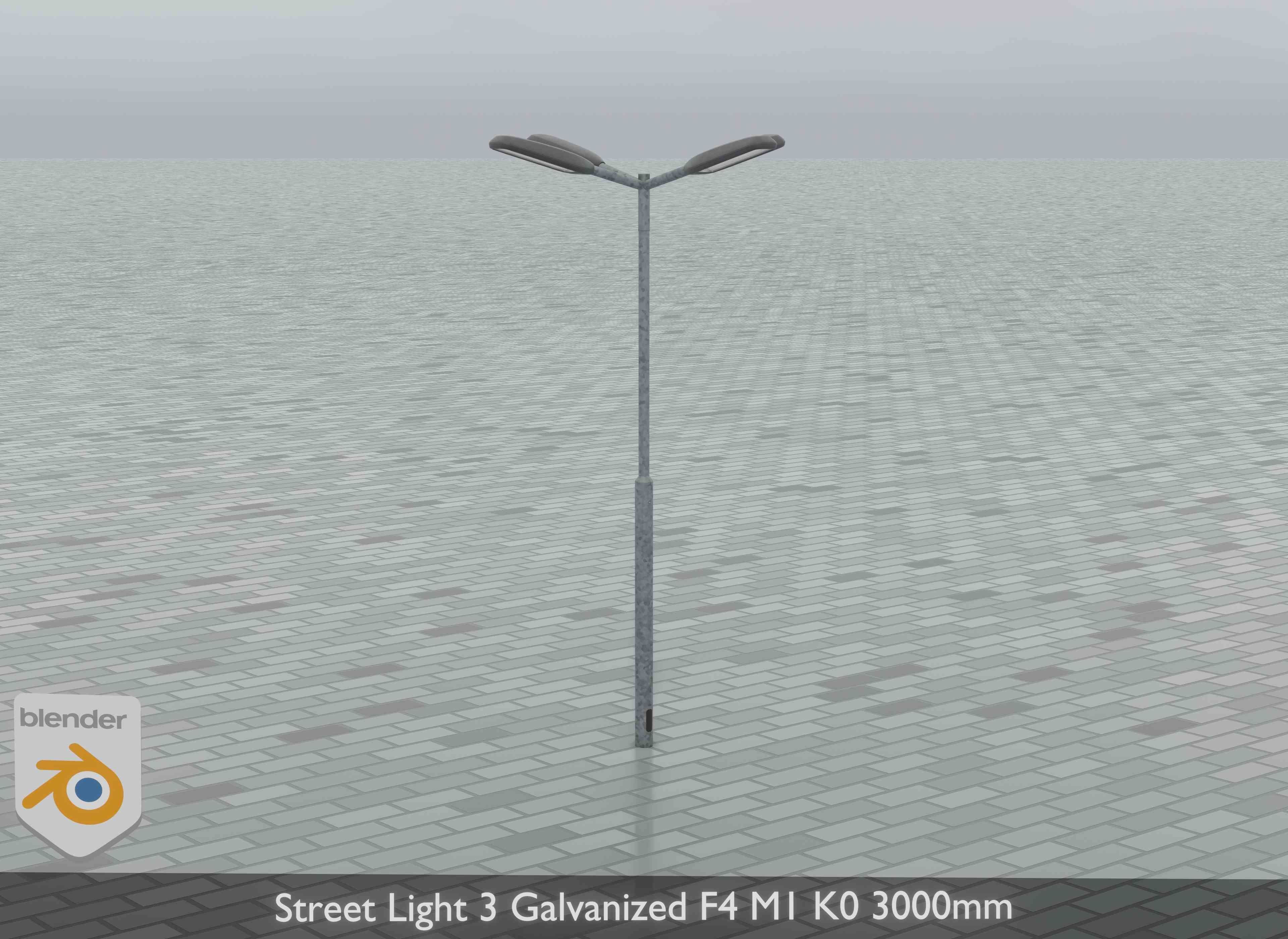 Street Light 3 Galvanized F4 M1 K0 3000 mm Low-poly 3D model_8