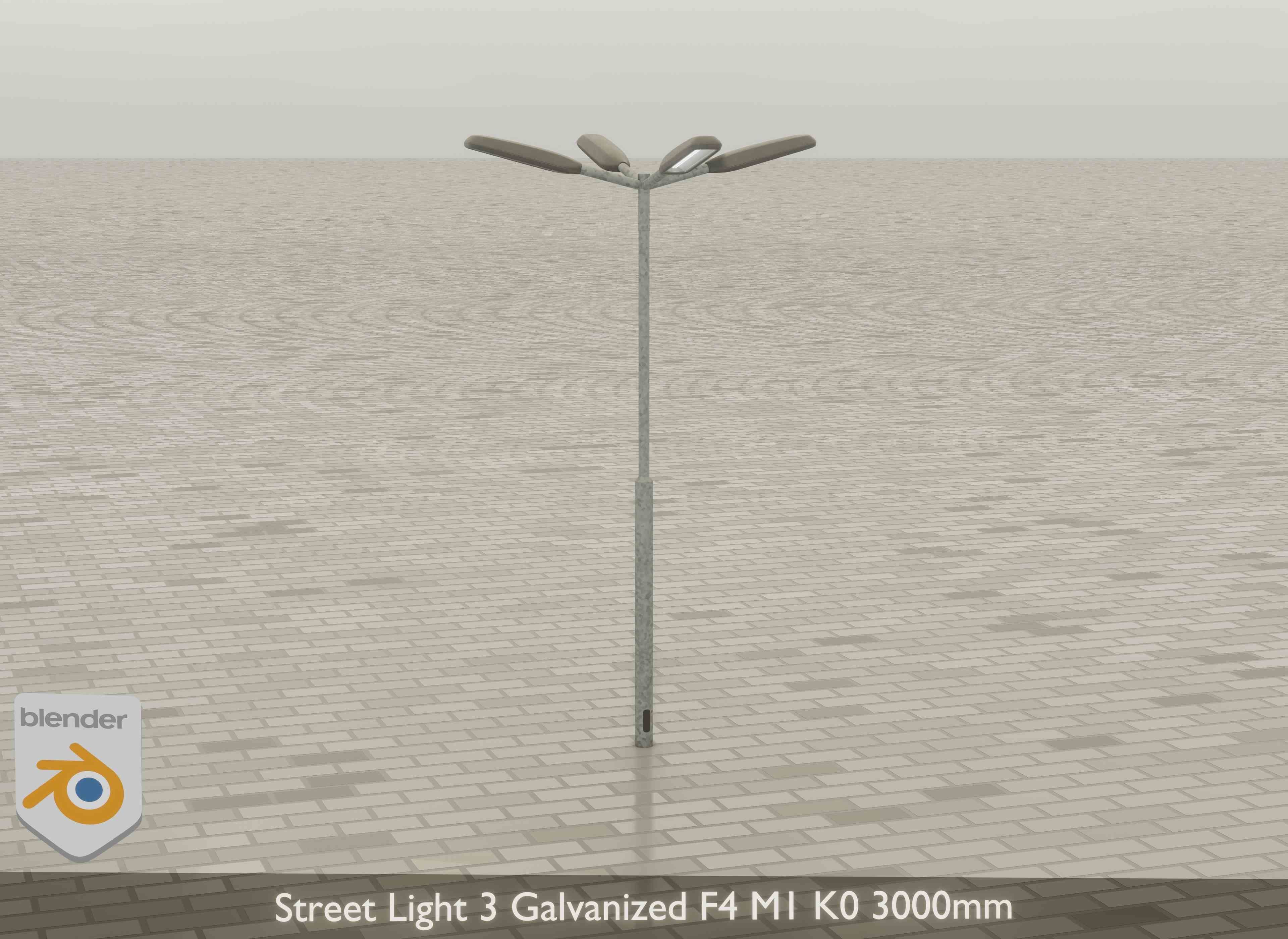 Street Light 3 Galvanized F4 M1 K0 3000 mm Low-poly 3D model_18