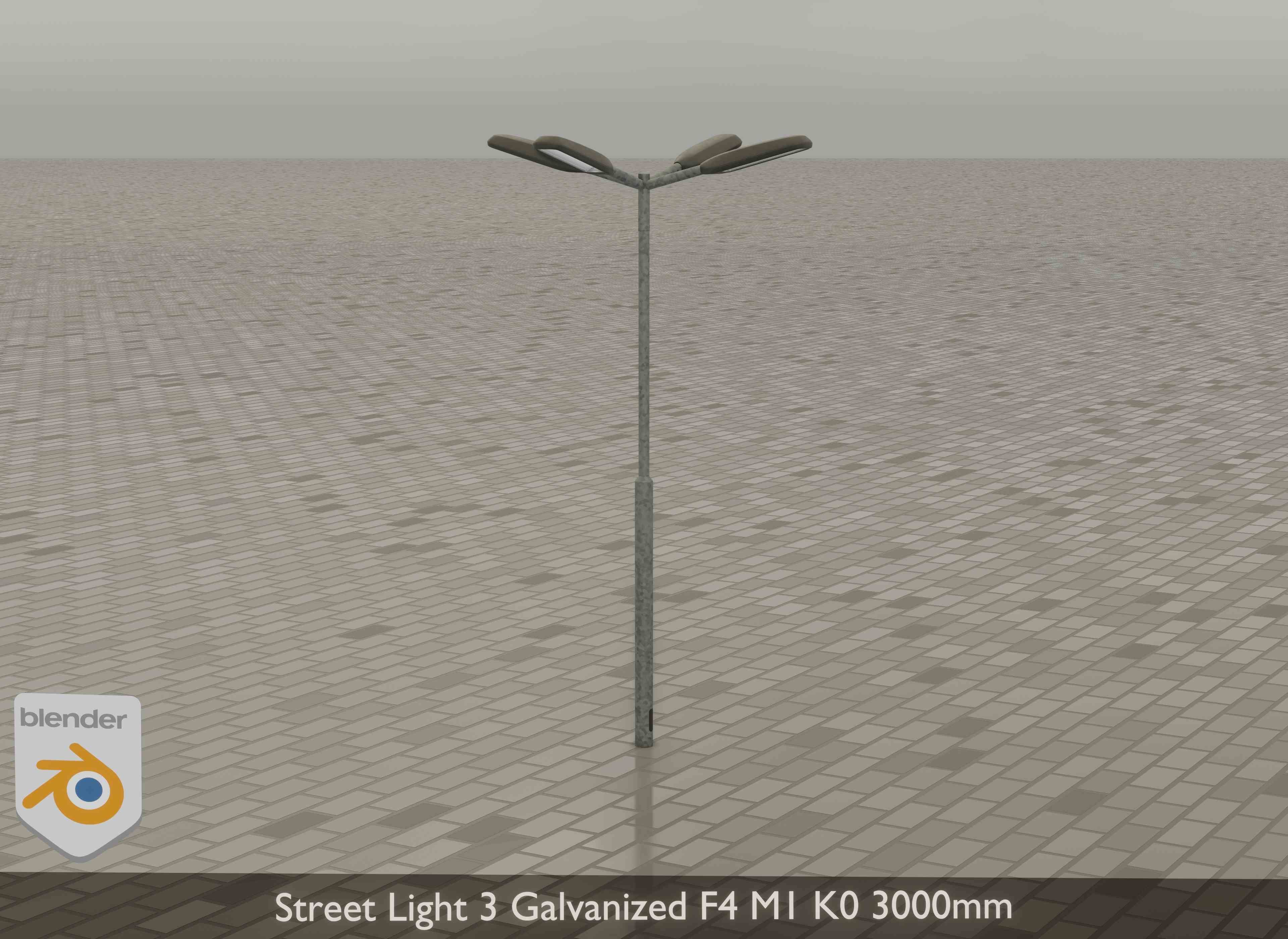 Street Light 3 Galvanized F4 M1 K0 3000 mm Low-poly 3D model_16