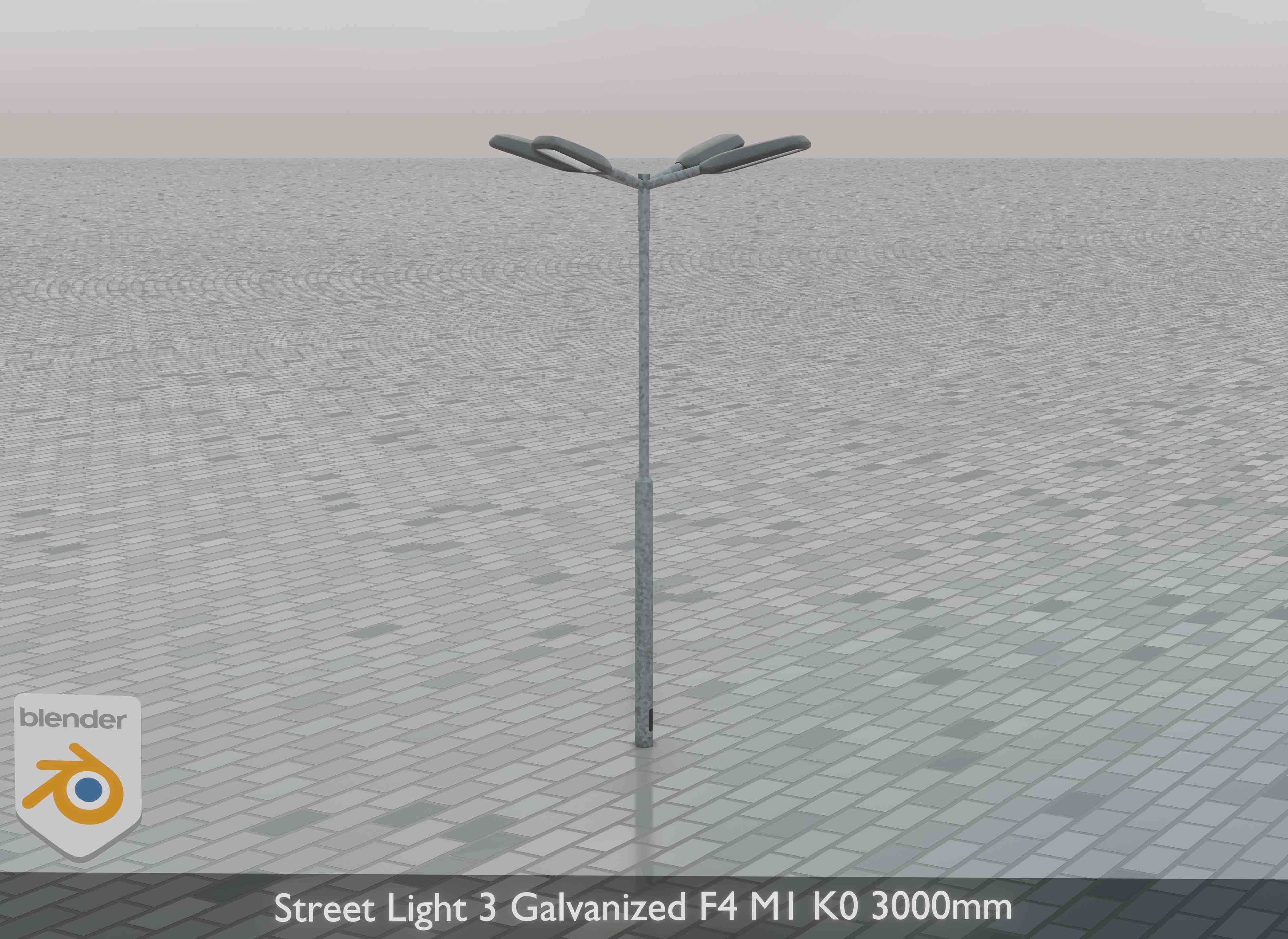Street Light 3 Galvanized F4 M1 K0 3000 mm Low-poly 3D model_34