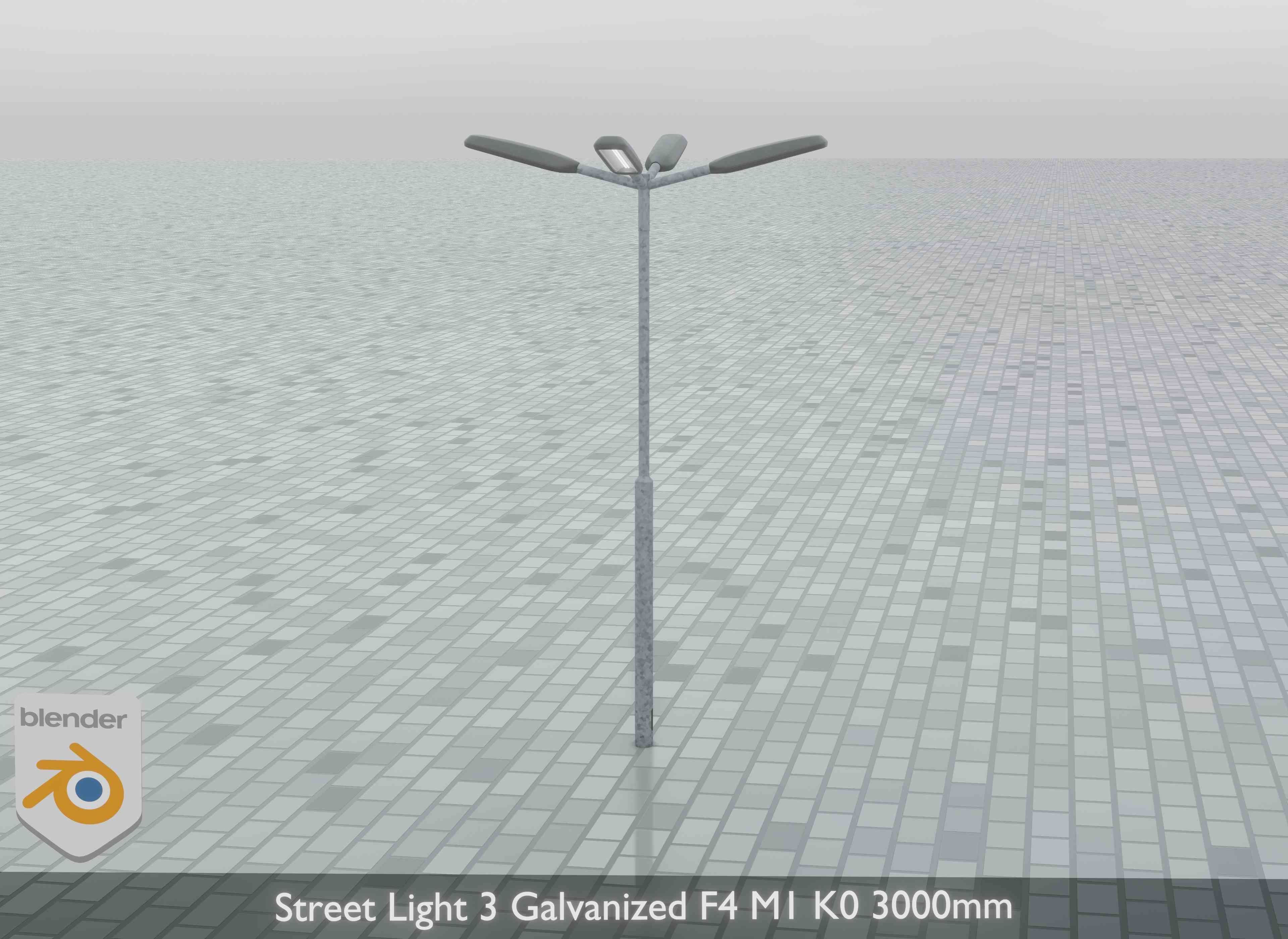 Street Light 3 Galvanized F4 M1 K0 3000 mm Low-poly 3D model_6