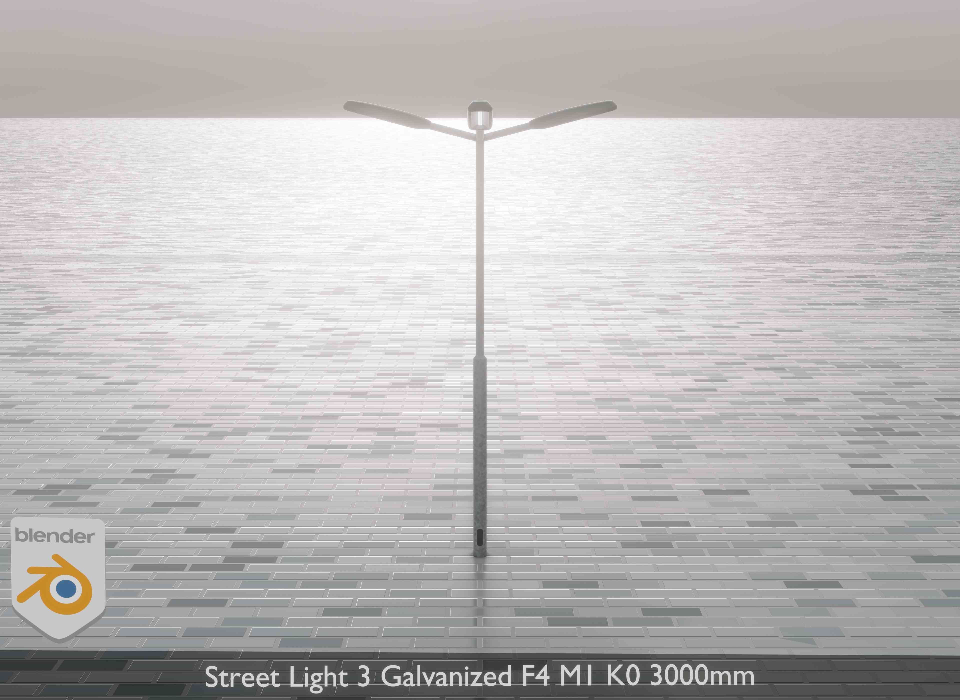 Street Light 3 Galvanized F4 M1 K0 3000 mm Low-poly 3D model_1