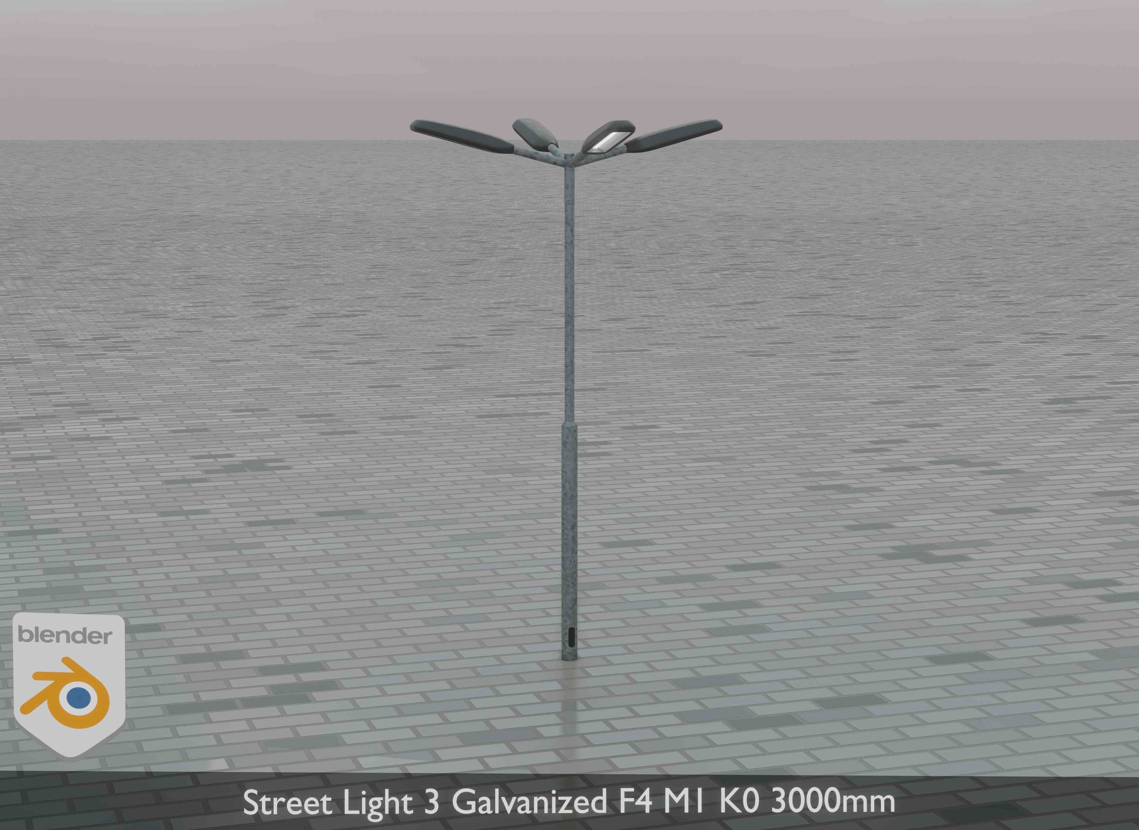 Street Light 3 Galvanized F4 M1 K0 3000 mm Low-poly 3D model_36