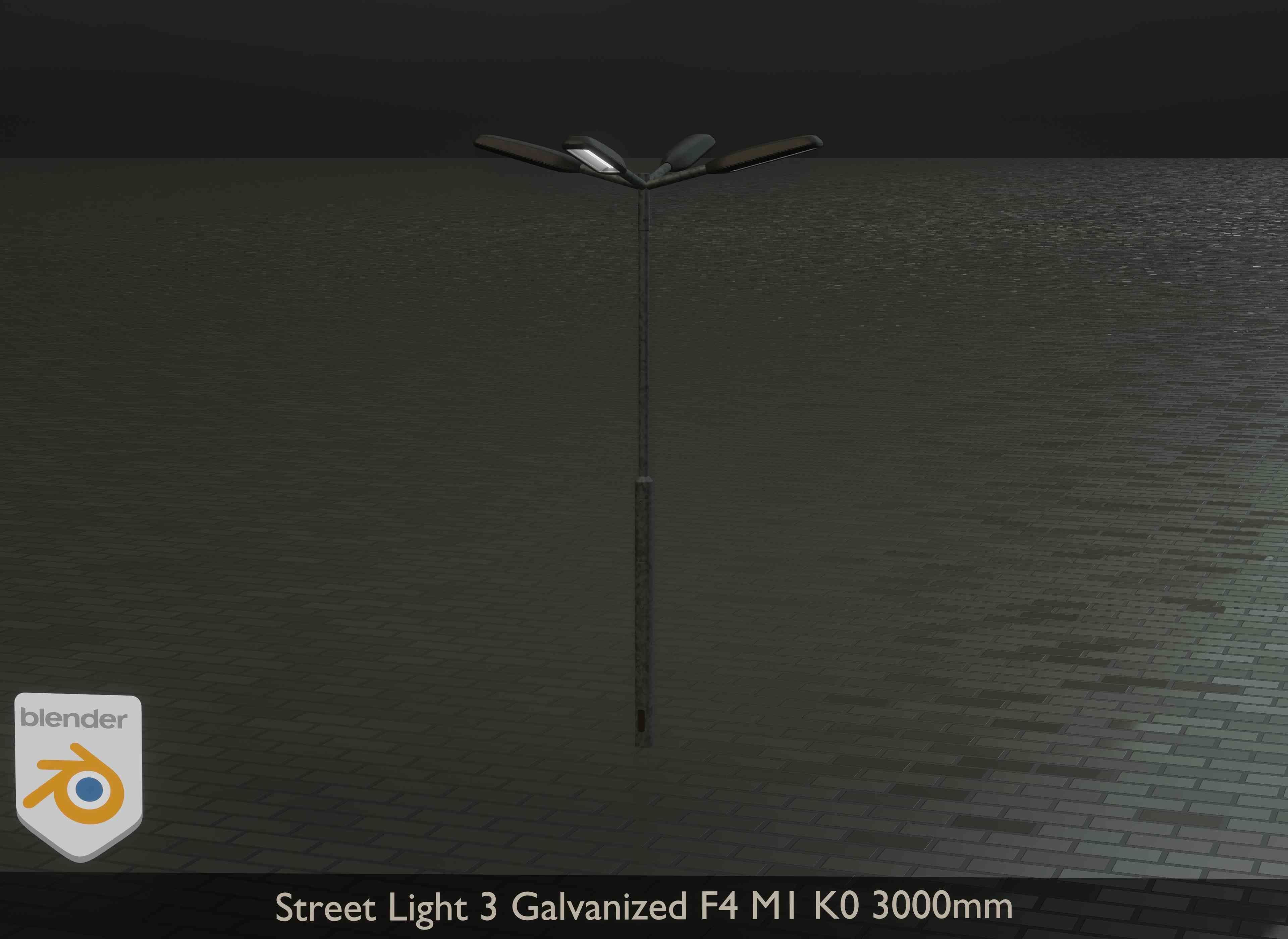 Street Light 3 Galvanized F4 M1 K0 3000 mm Low-poly 3D model_11