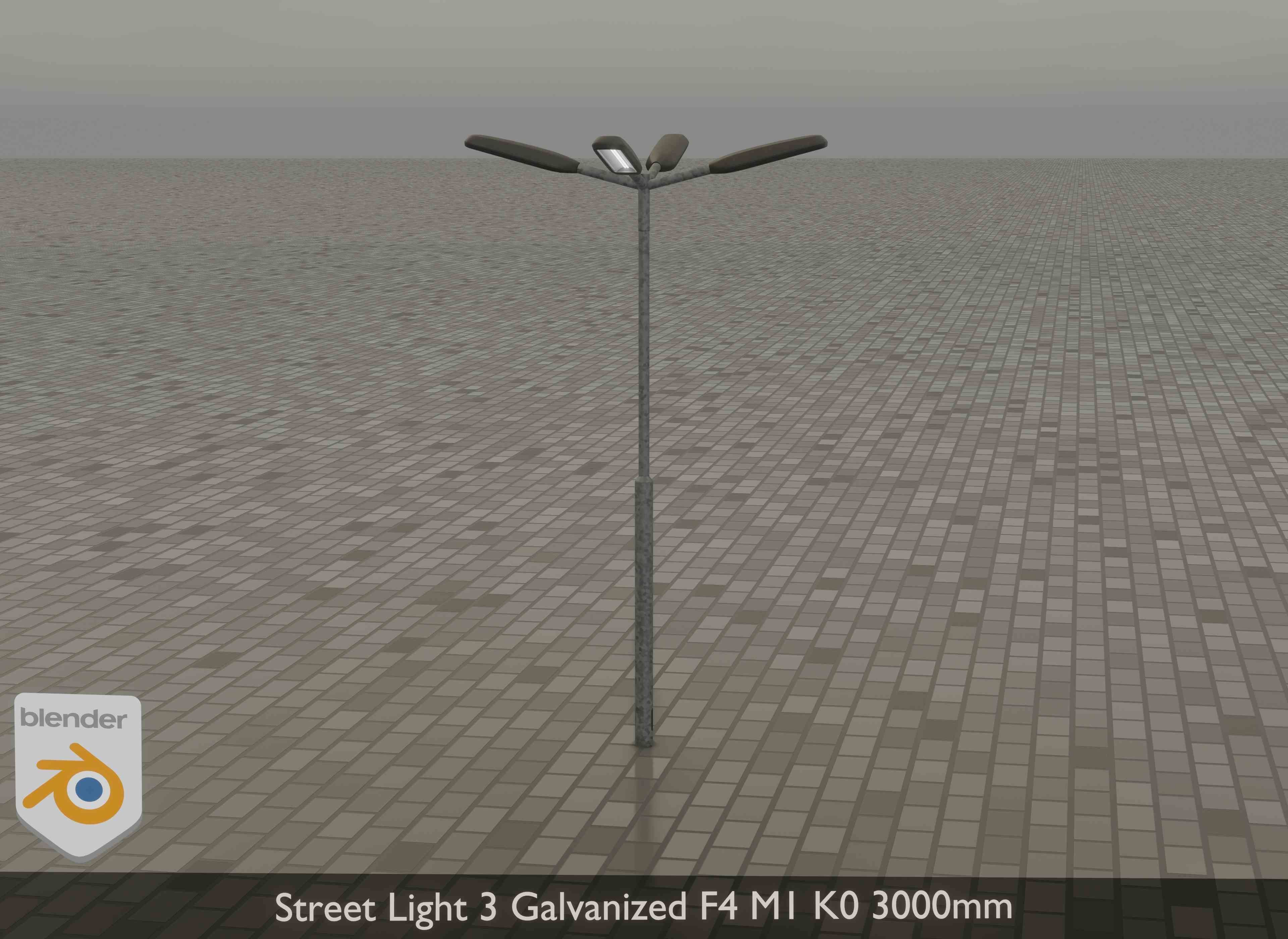 Street Light 3 Galvanized F4 M1 K0 3000 mm Low-poly 3D model_15
