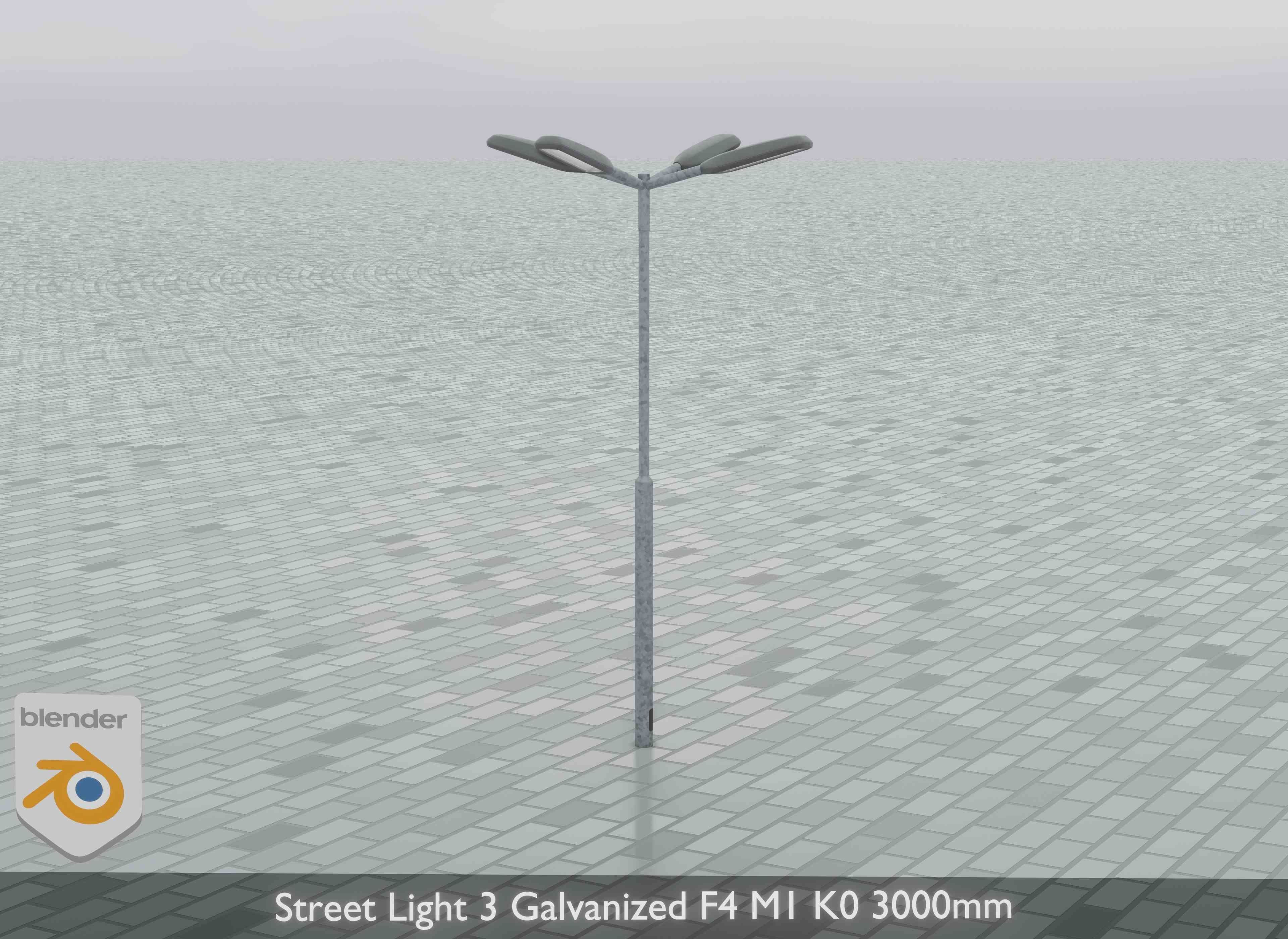 Street Light 3 Galvanized F4 M1 K0 3000 mm Low-poly 3D model_7