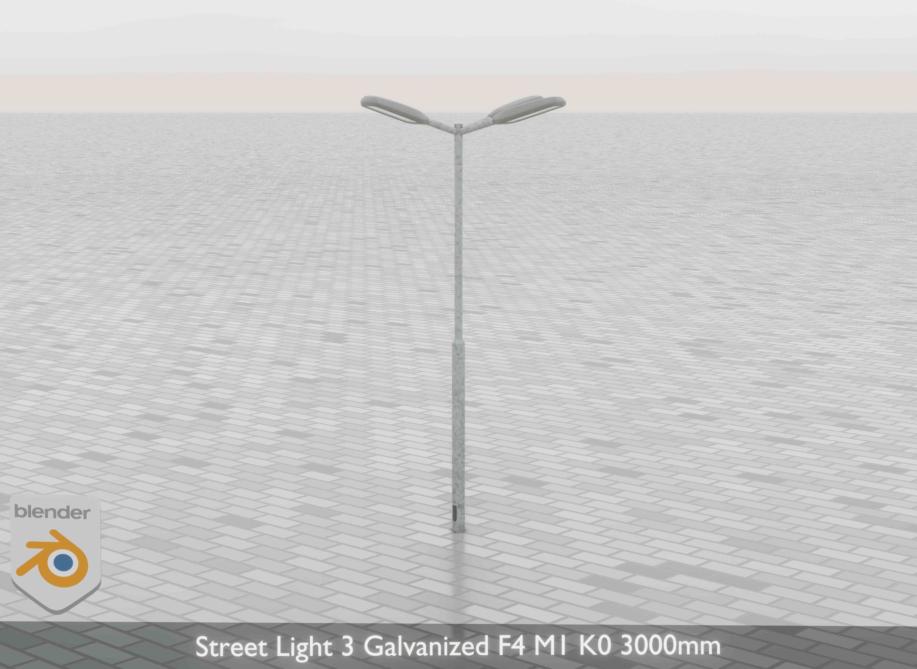 Street Light 3 Galvanized F4 M1 K0 3000 mm Low-poly 3D model_30