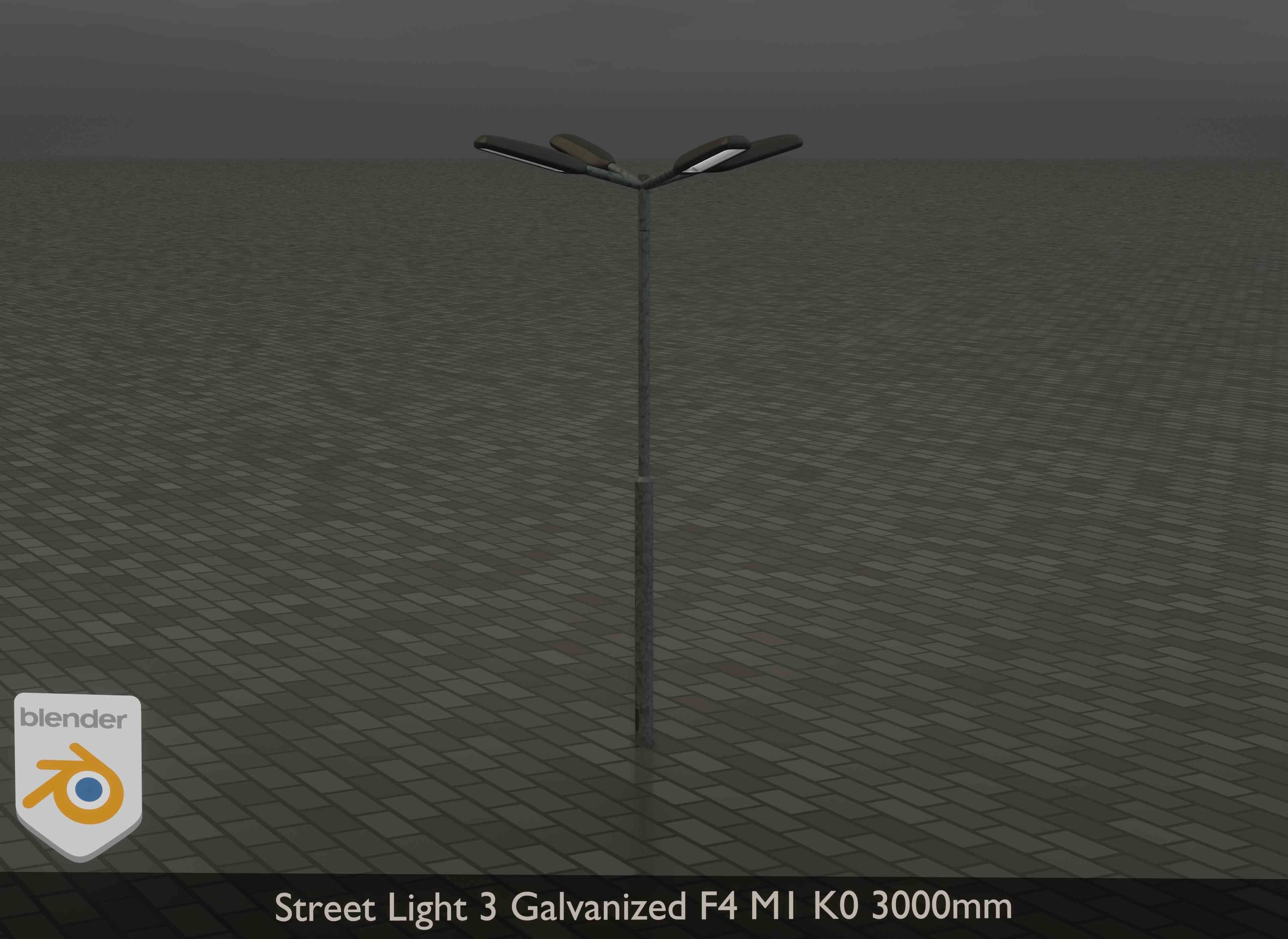 Street Light 3 Galvanized F4 M1 K0 3000 mm Low-poly 3D model_13
