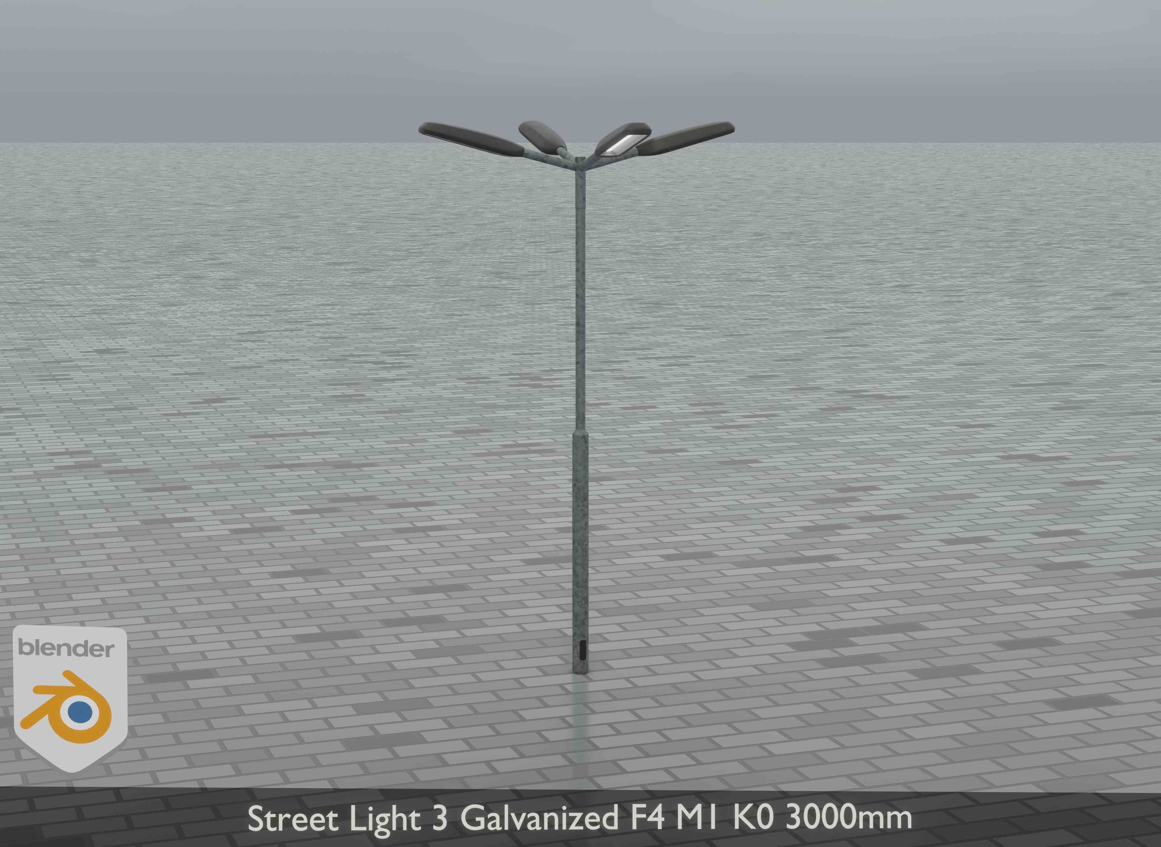 Street Light 3 Galvanized F4 M1 K0 3000 mm Low-poly 3D model_9