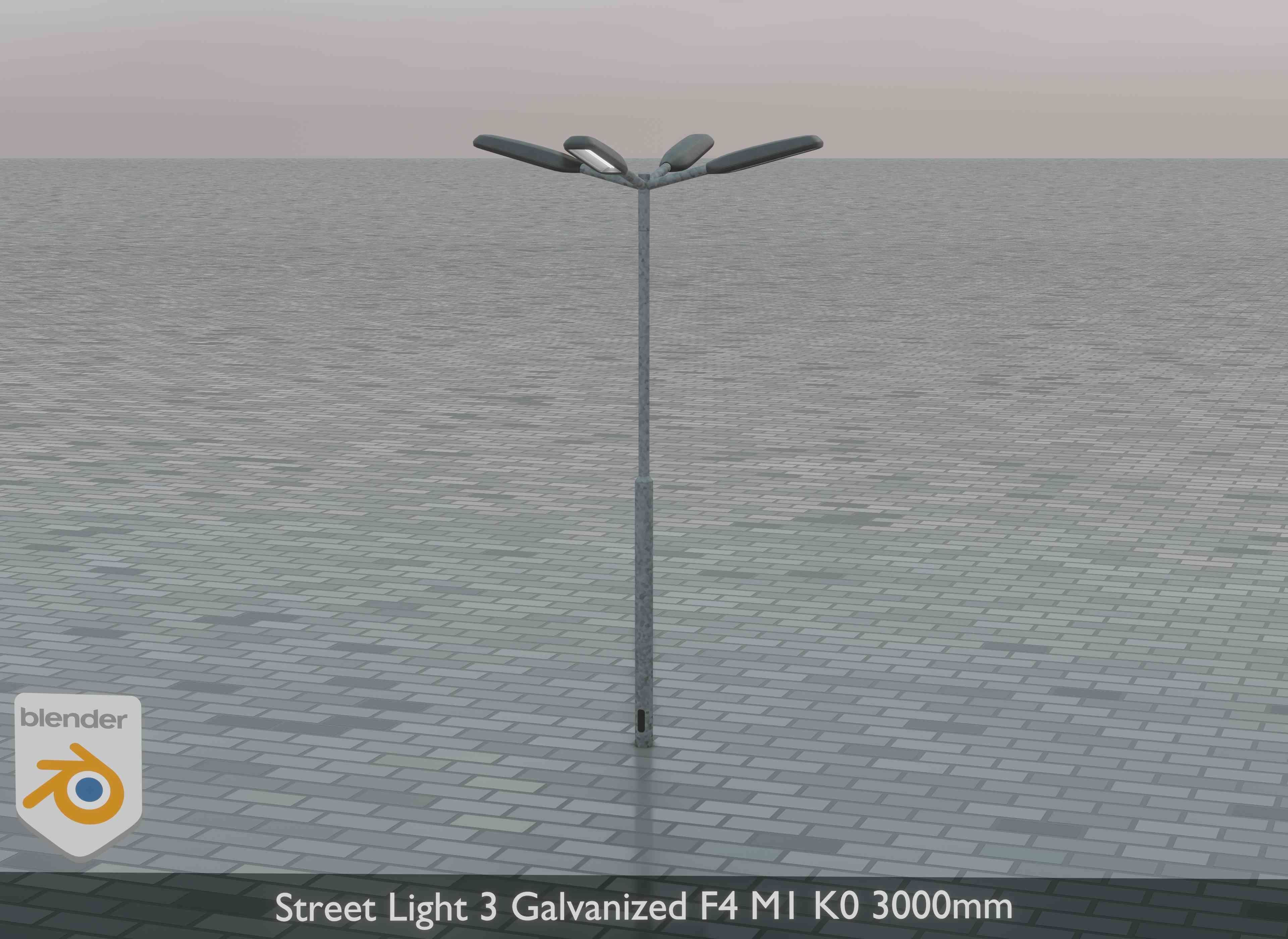 Street Light 3 Galvanized F4 M1 K0 3000 mm Low-poly 3D model_2